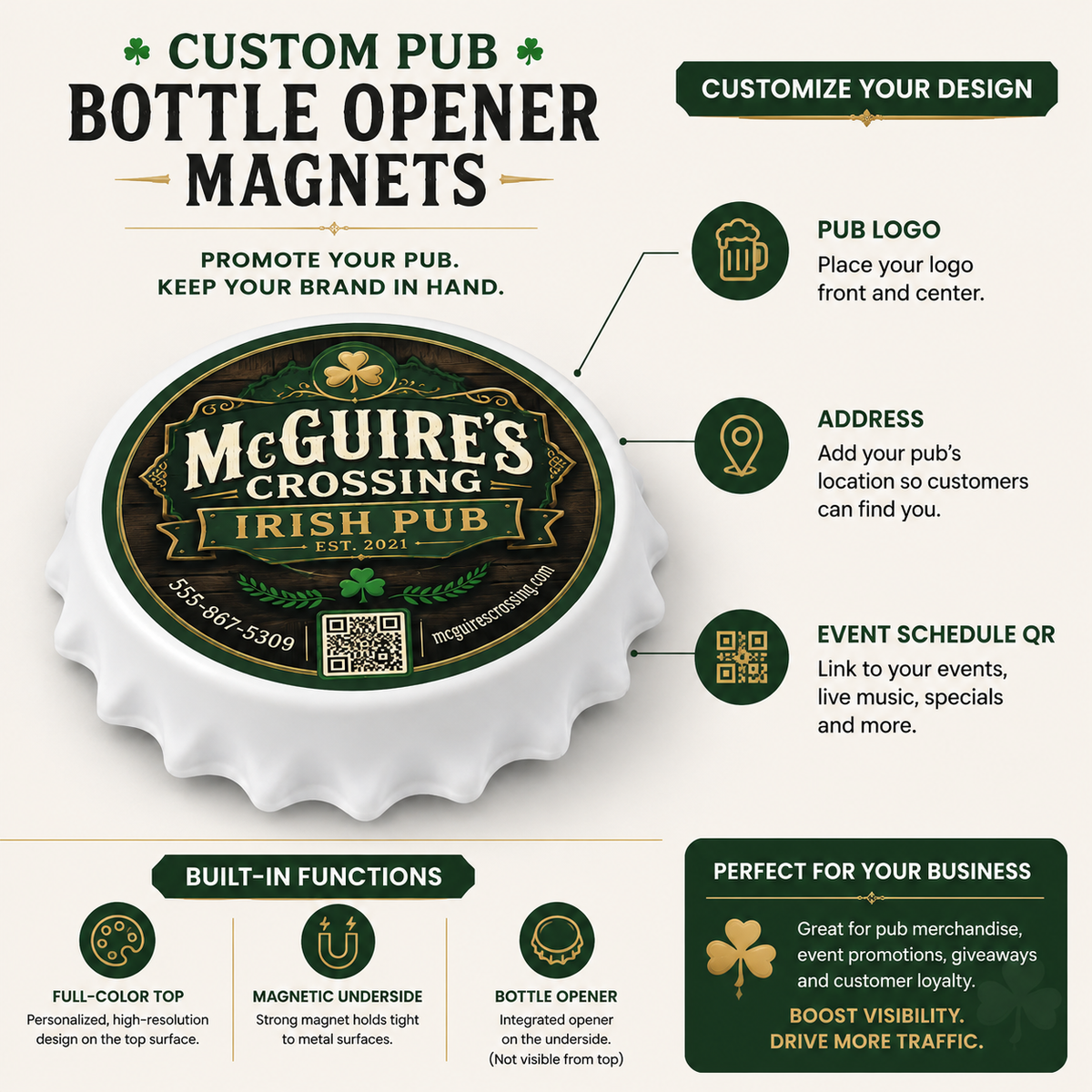 Custom Pub Bottle Opener Magnets