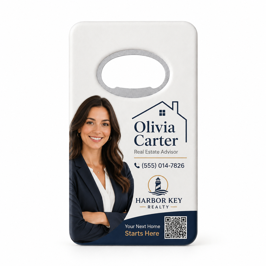 Custom Real Estate Agent Headshot Bottle Opener Magnets