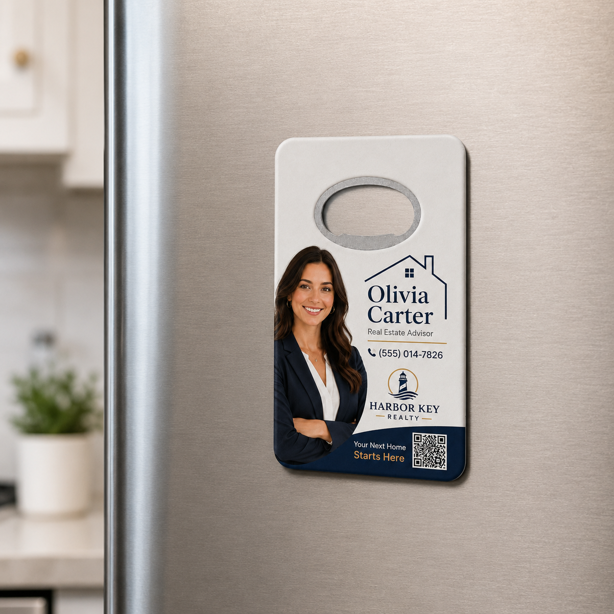 Custom Real Estate Agent Headshot Bottle Opener Magnets