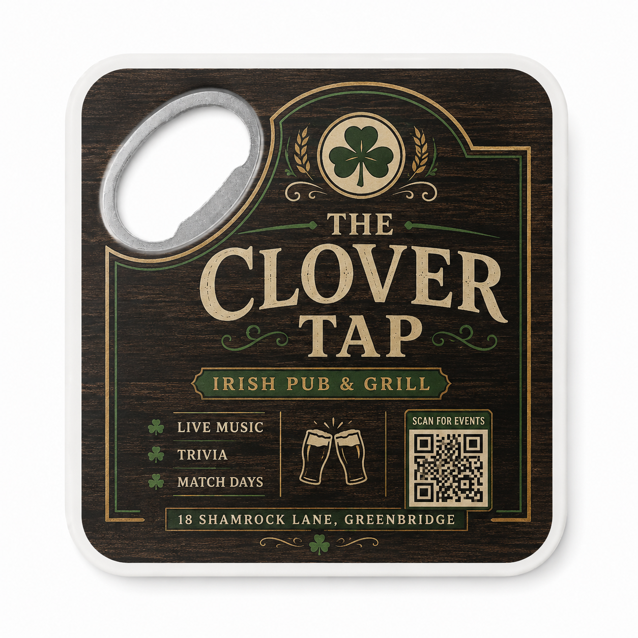 Custom Irish Pub Logo Bottle Opener Magnets