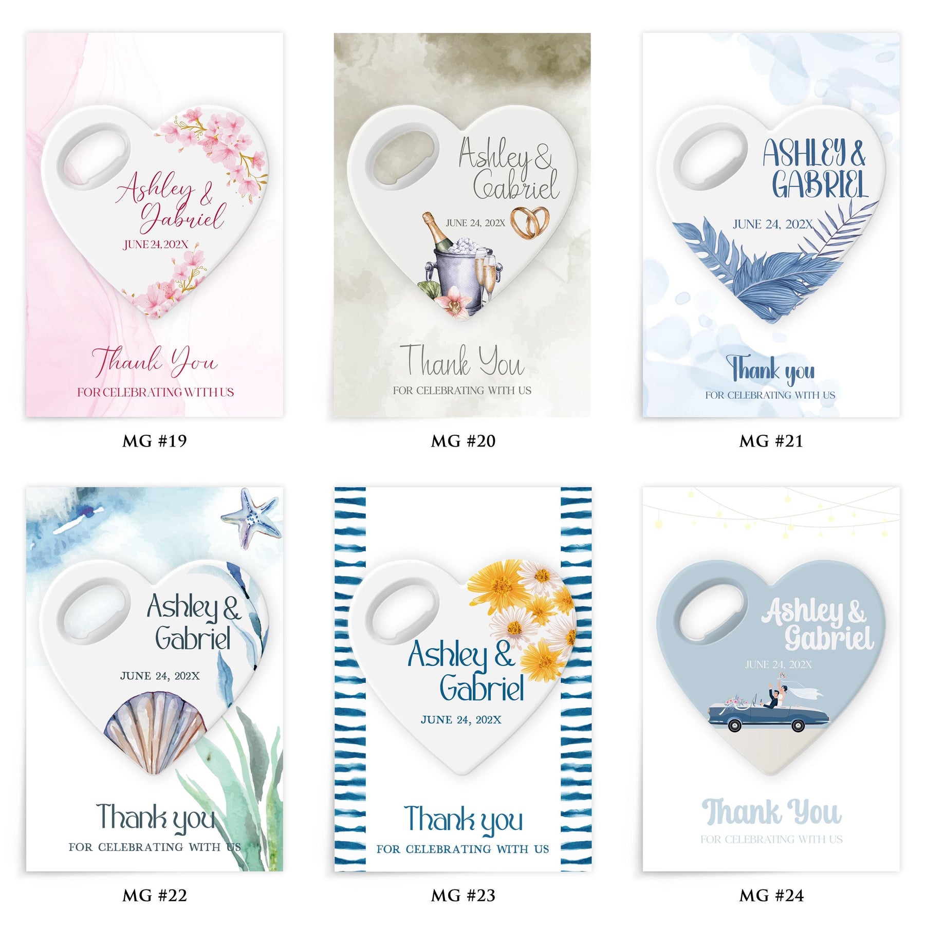 Blush Floral Heart Bottle Opener Wedding Favors - Product Image 6