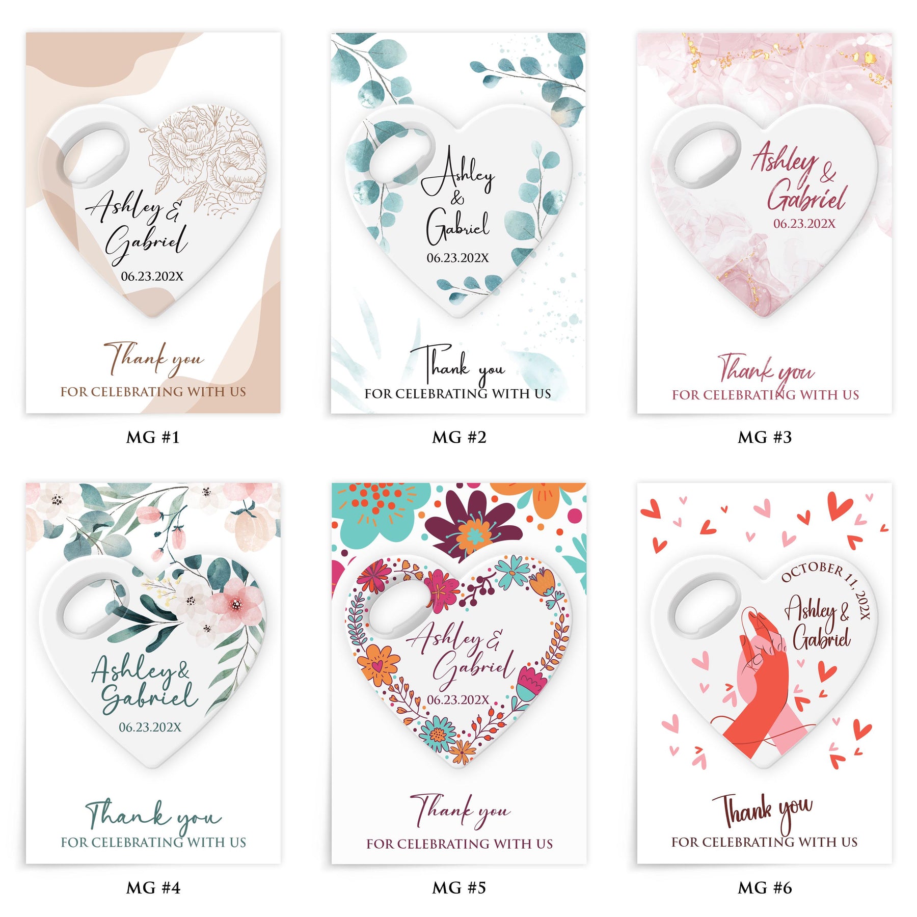 Boho Rainbow Heart Bottle Opener Wedding Favors - Product Image 2
