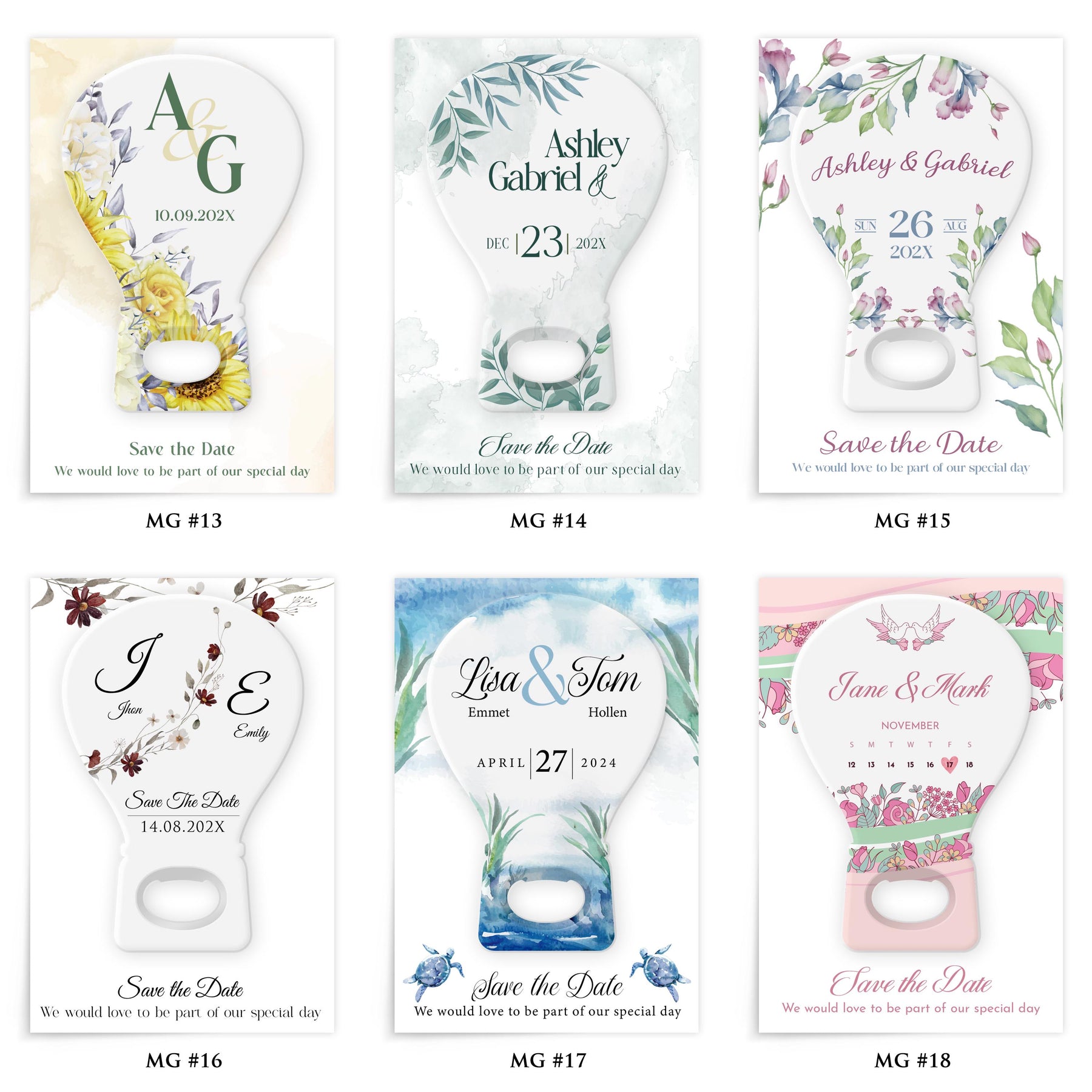Floral Light Bulb Save the Date Bottle Opener Magnets - Product Image 4
