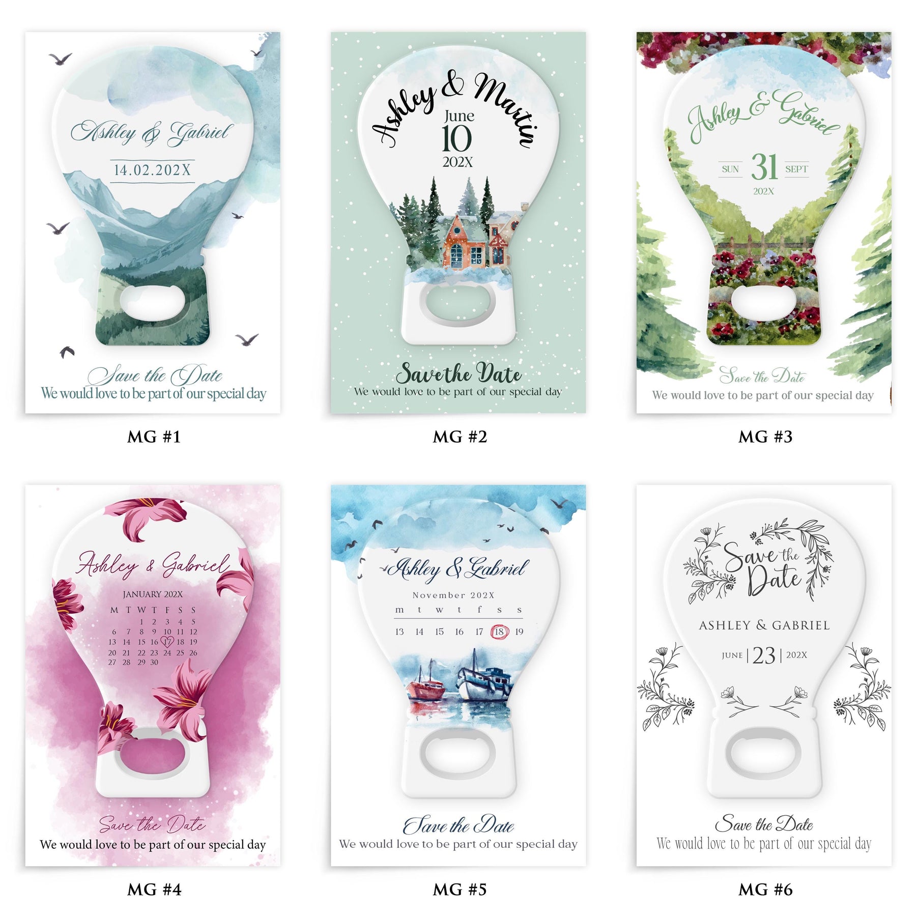 Floral Light Bulb Save the Date Bottle Opener Magnets - Product Image 2