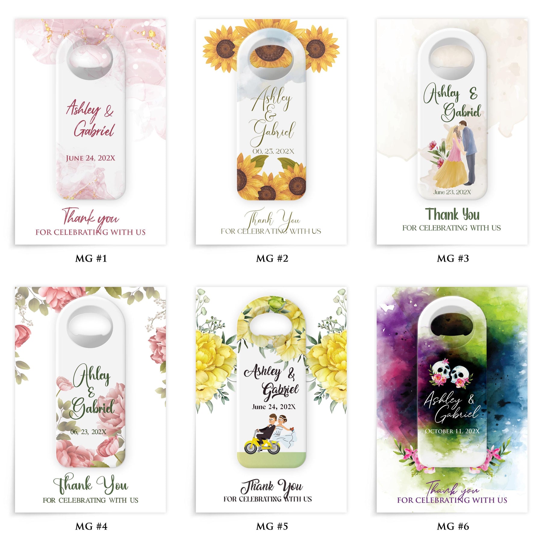 White Sunflower Bottle Opener Wedding Favors - Product Image 2
