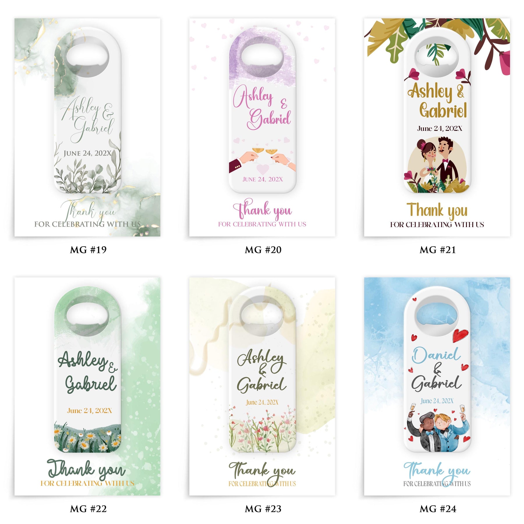 Eucalyptus Greenery Bottle Opener Wedding Favors - Product Image 5