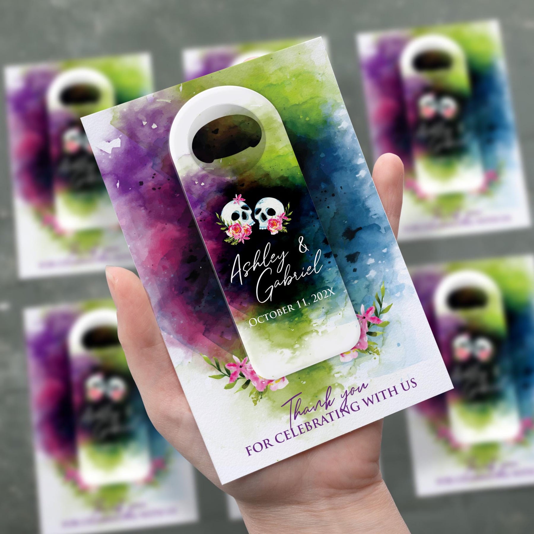 Galaxy Skull Bottle Opener Wedding Favors - Product Image 2