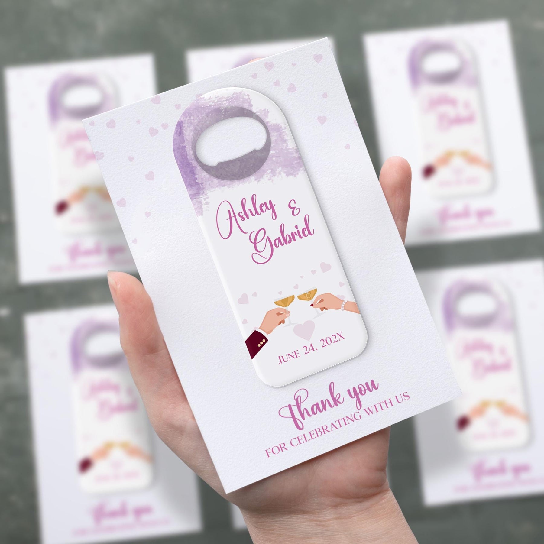 Lavender Champagne Bottle Opener Wedding Favors - Product Image 2