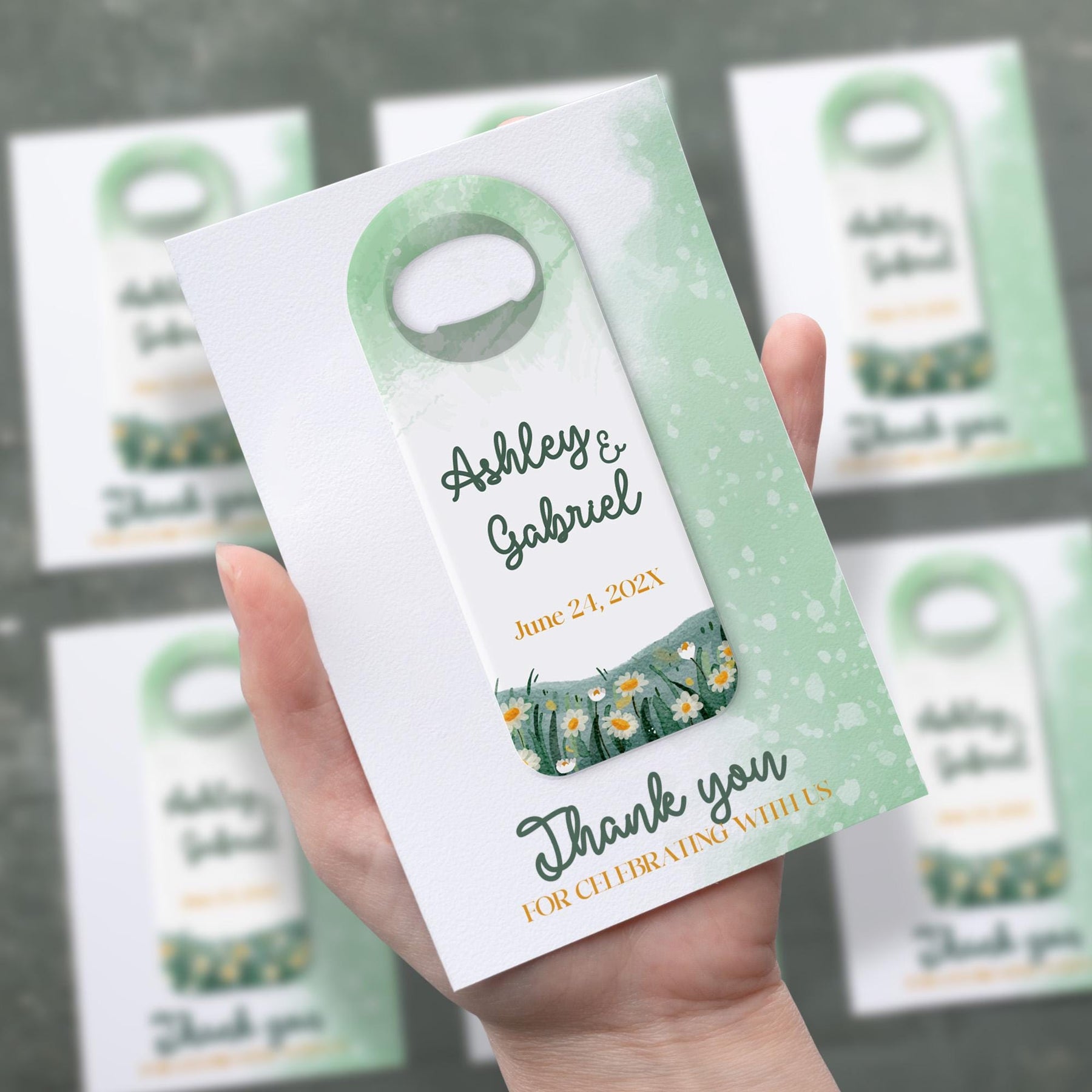 Sage Daisy Bottle Opener Wedding Favors - Product Image 2