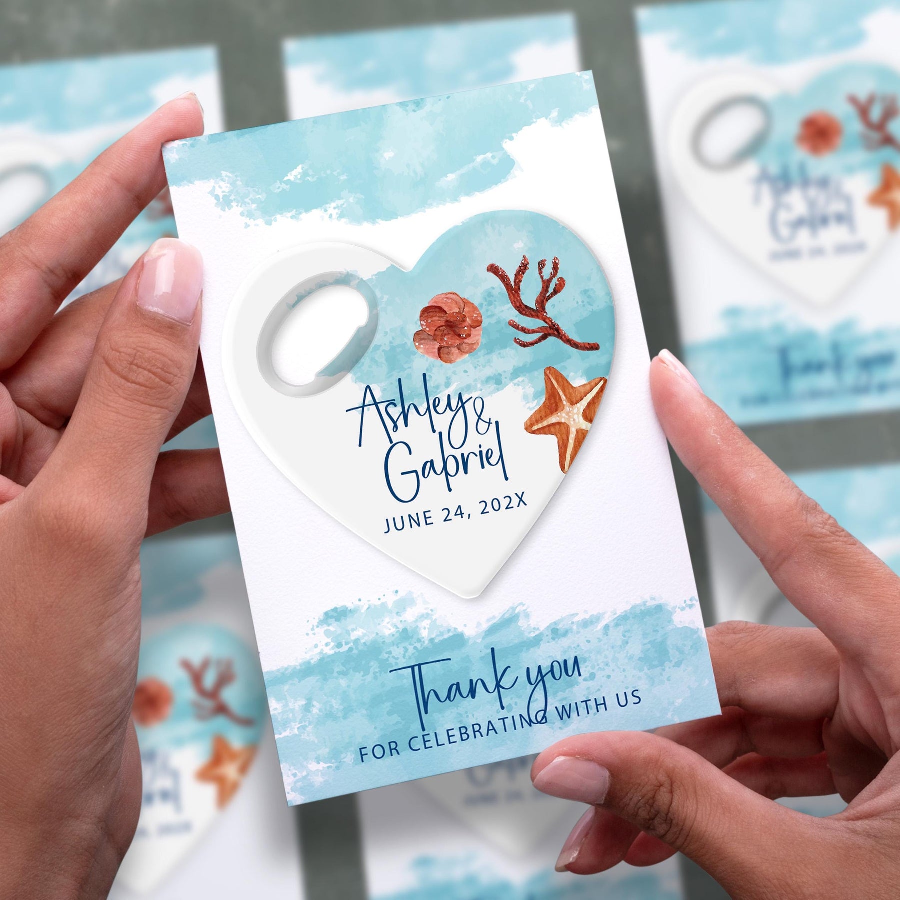 Starfish and Coral Bottle Opener Wedding Favors - Product Image 2
