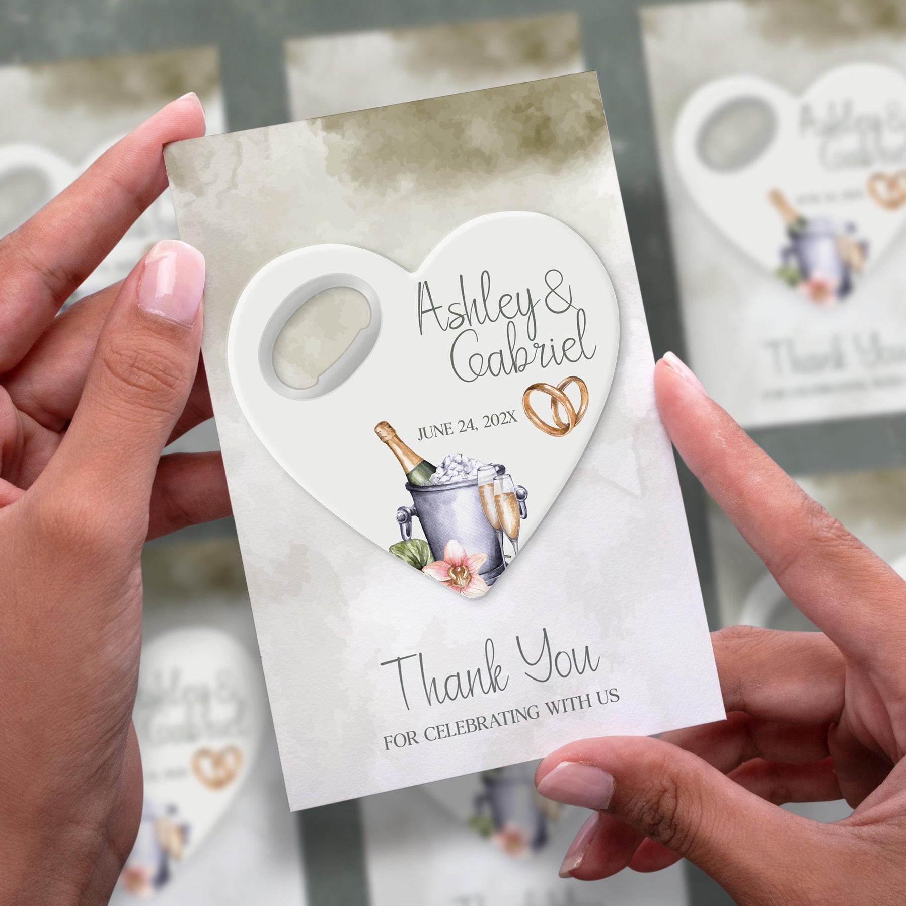 Champagne Heart Bottle Opener Wedding Favors - Product Image 2