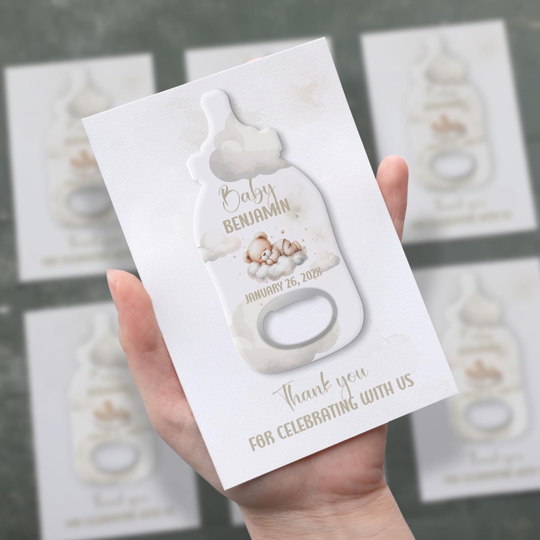 Cloud Teddy Bear Baby Shower Bottle Opener Favors - Product Image 2