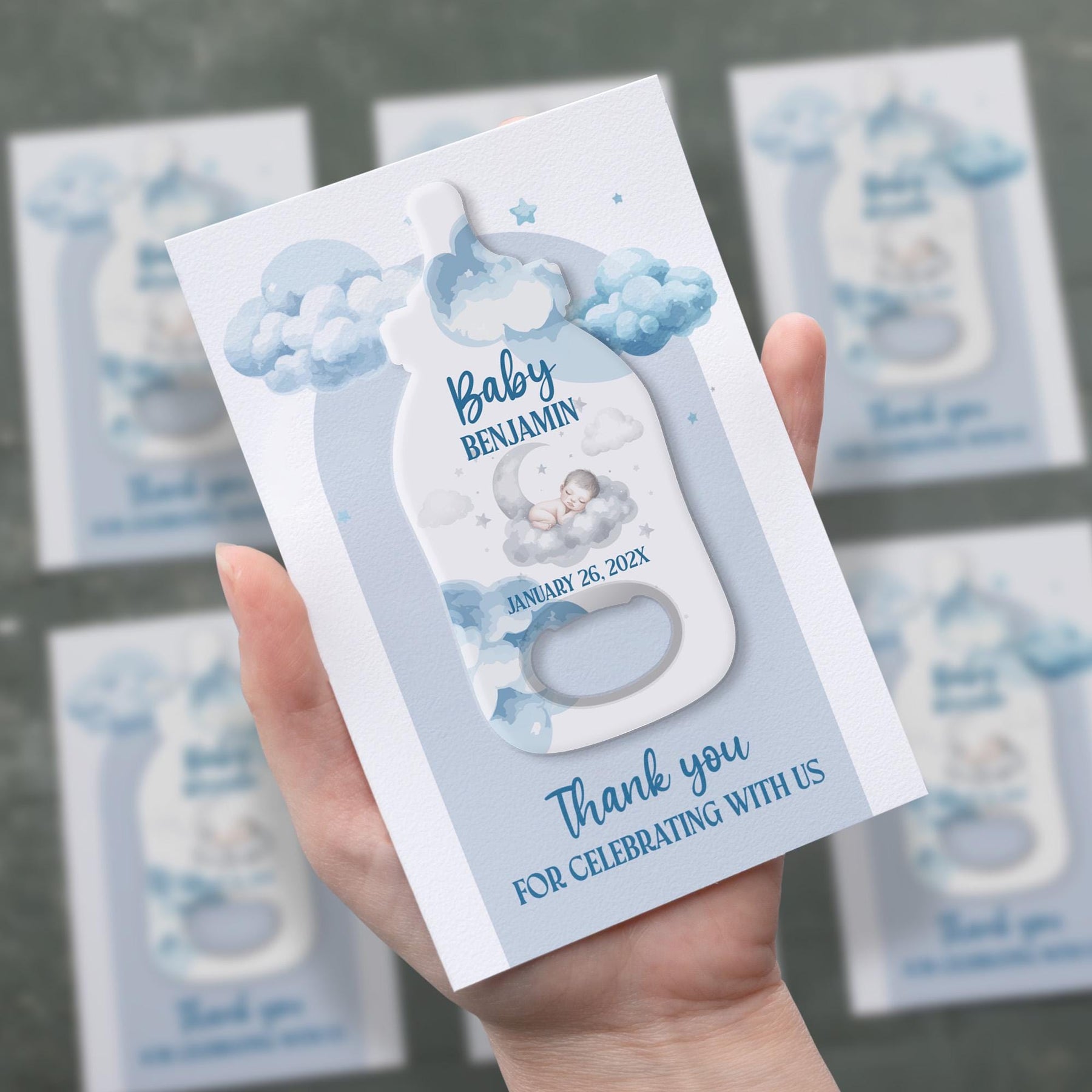Blue Cloud Baby Shower Bottle Opener Favors - Product Image 2