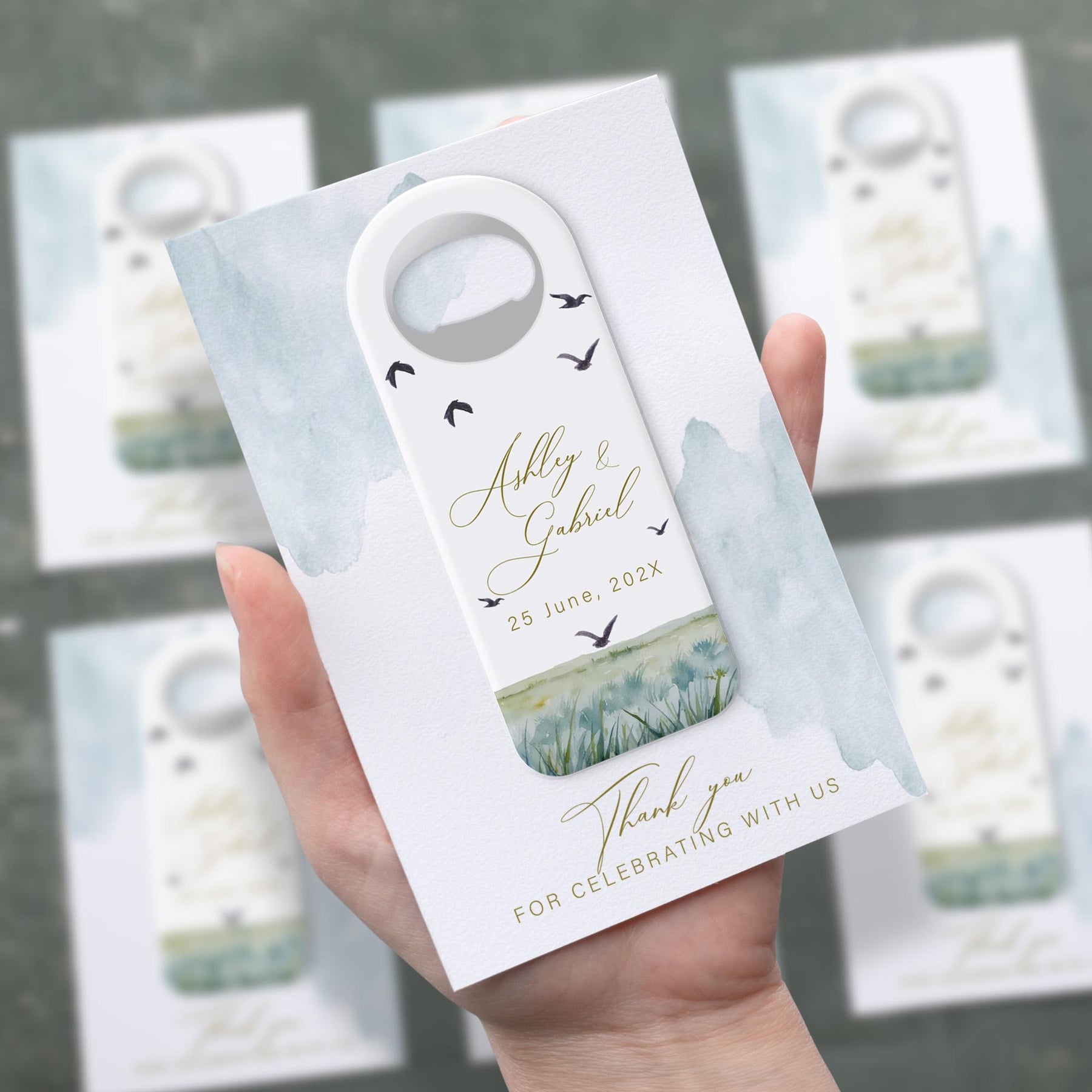 Coastal Watercolor Bottle Opener Wedding Favors - Product Image 2
