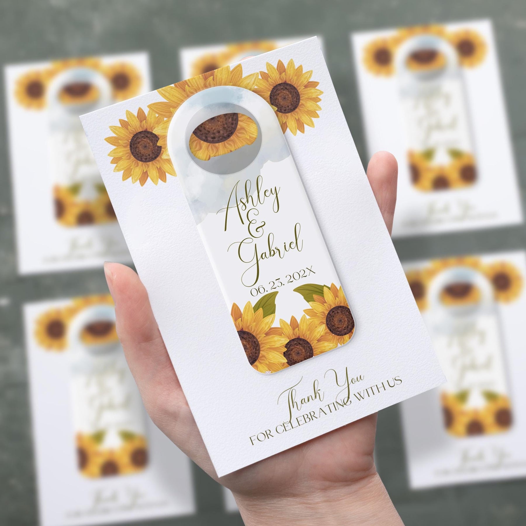 Sunflower Magnetic Bottle Opener Wedding Favors - Product Image 2