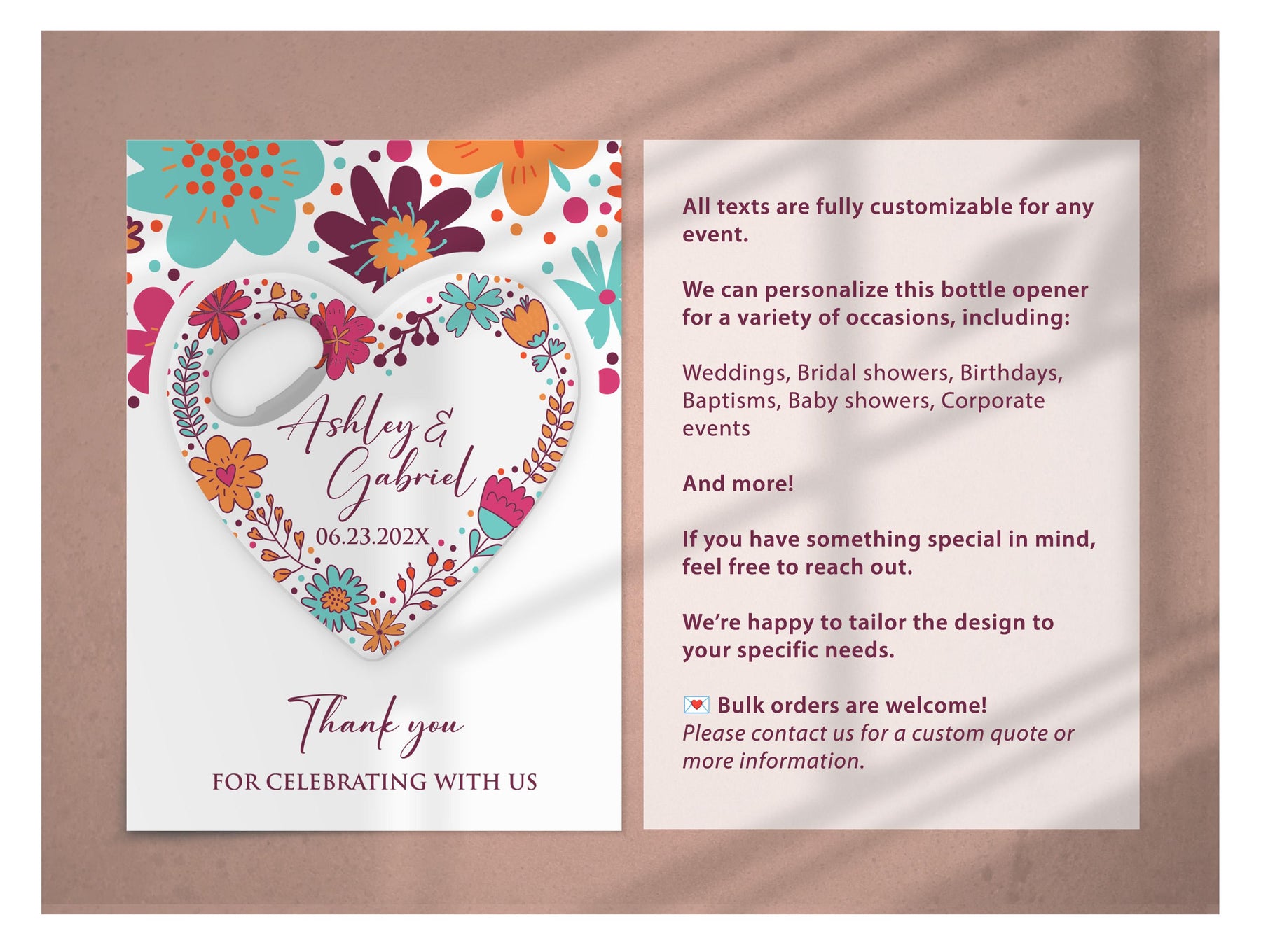 Sugar Skull Heart Bottle Opener Wedding Favors - Product Image 7
