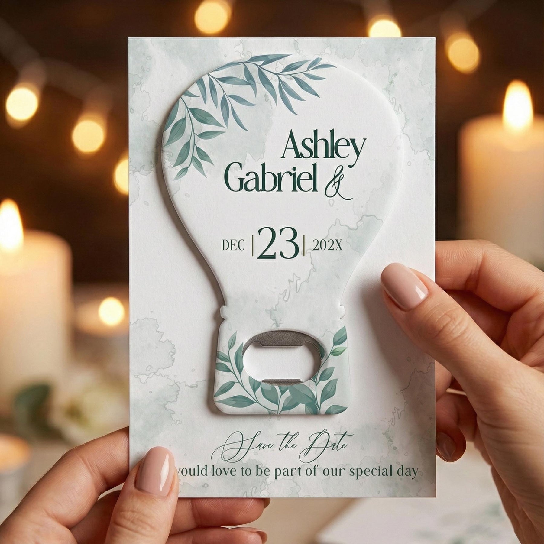 Eucalyptus Save the Date Bottle Opener Magnets