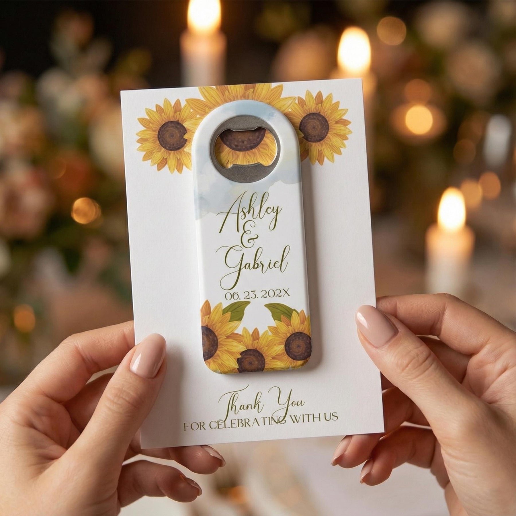 Sunflower Magnetic Bottle Opener Wedding Favors