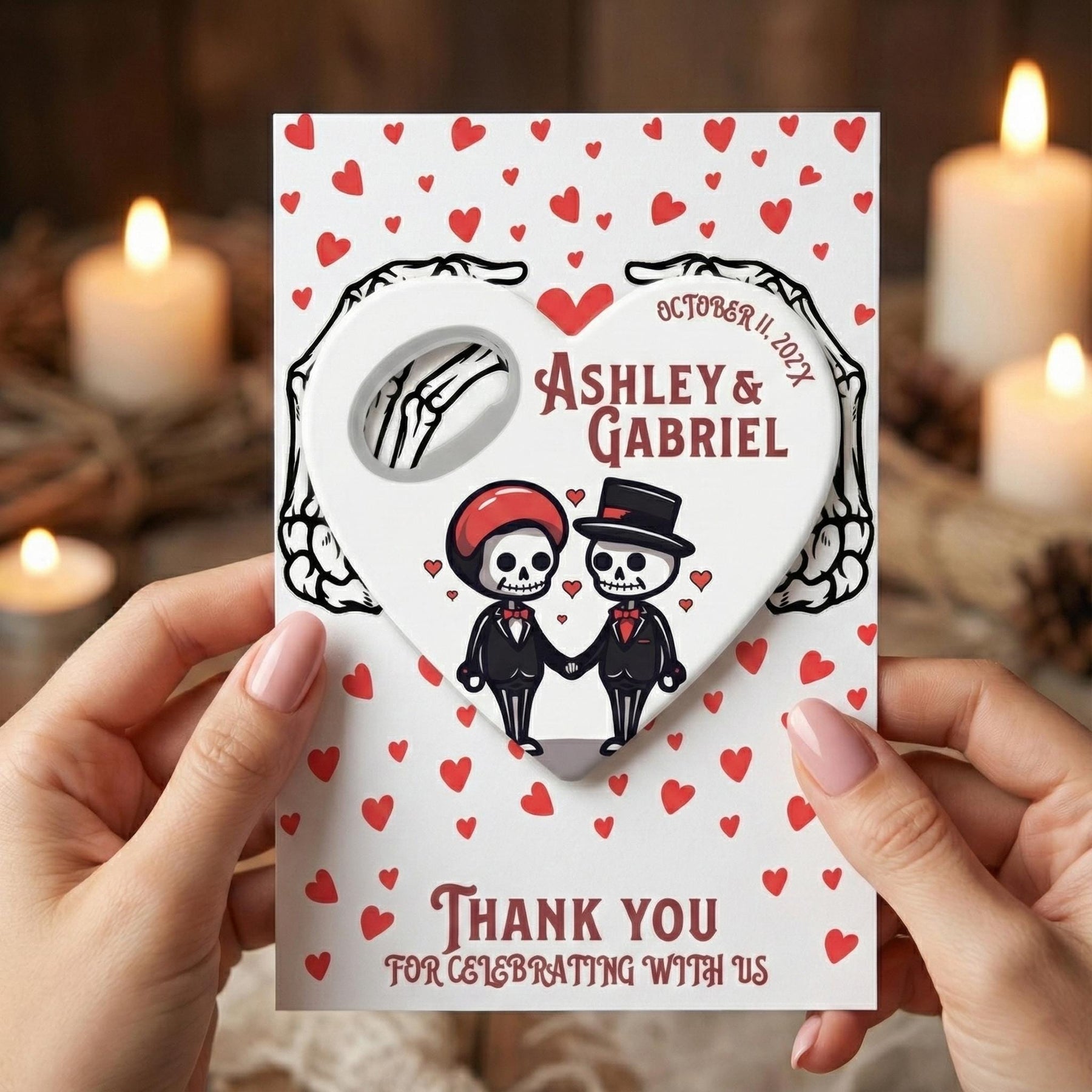 Skeleton Couple Halloween Bottle Opener Wedding Favors