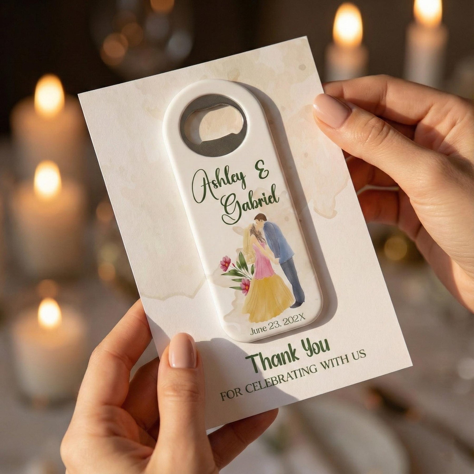 Watercolor Bride Bottle Opener Wedding Favors