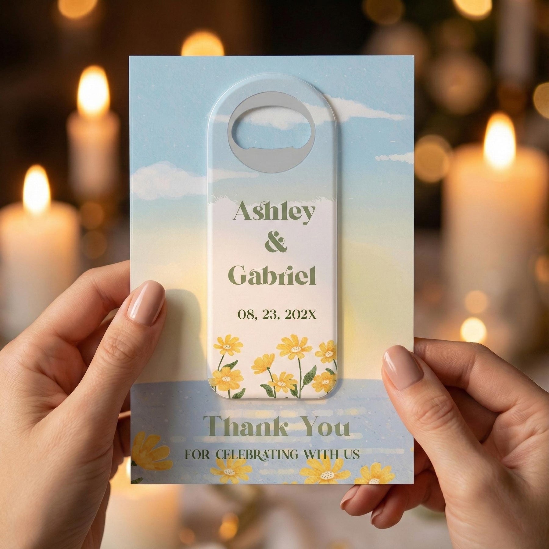 Yellow Daisy Bottle Opener Wedding Favors