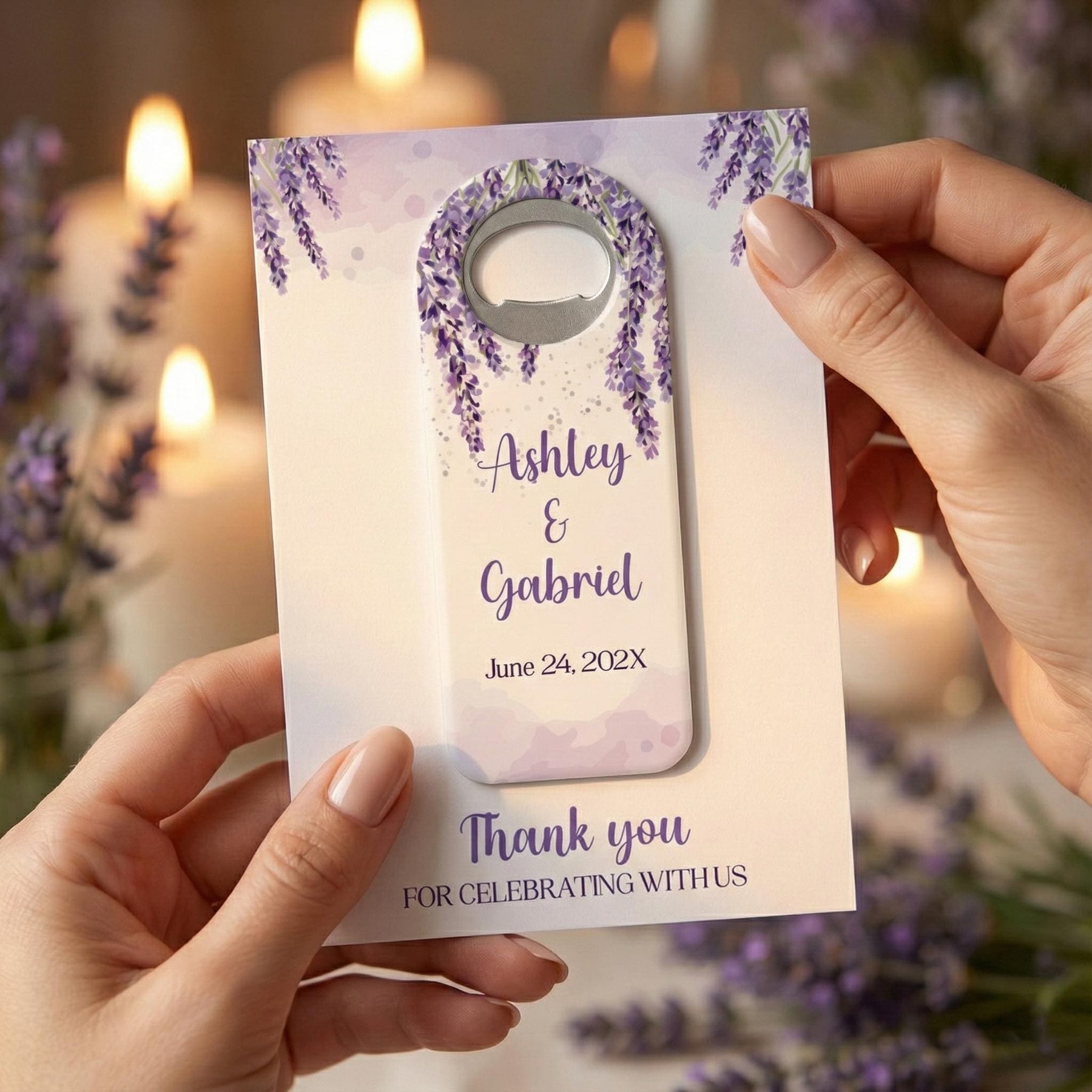 Lavender Floral Bottle Opener Wedding Favors