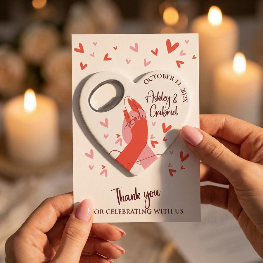 Holding Hands Heart Bottle Opener Wedding Favors