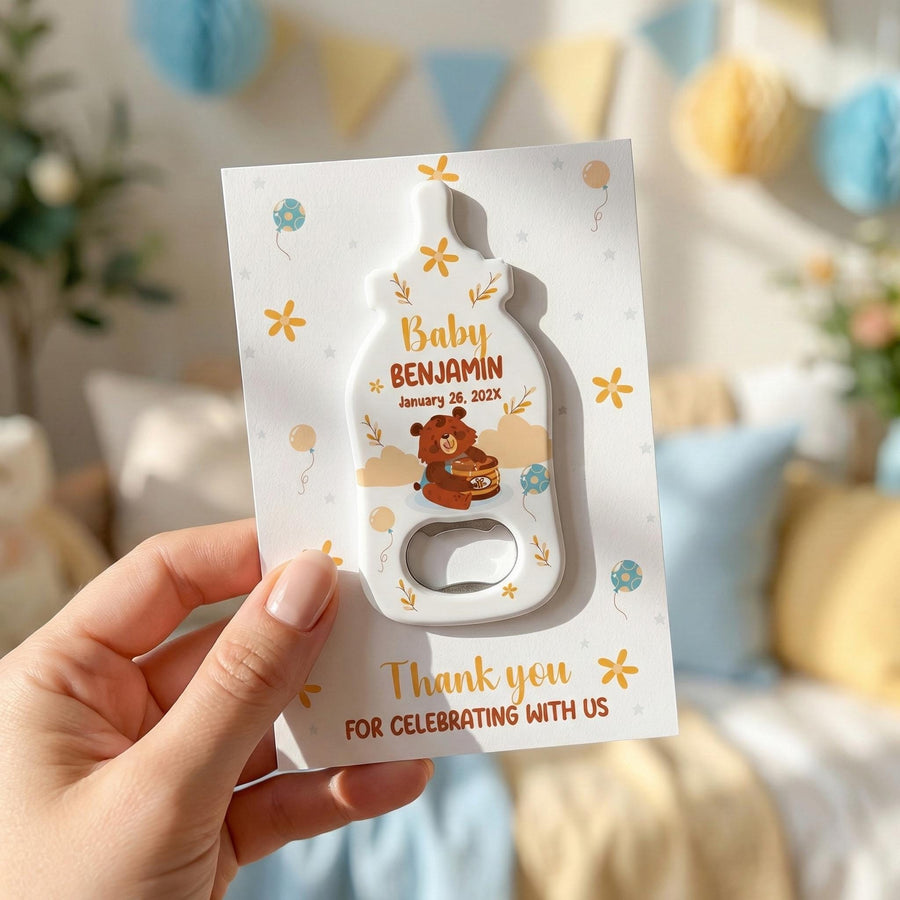 Woodland Bear Baby Shower Bottle Opener Favors