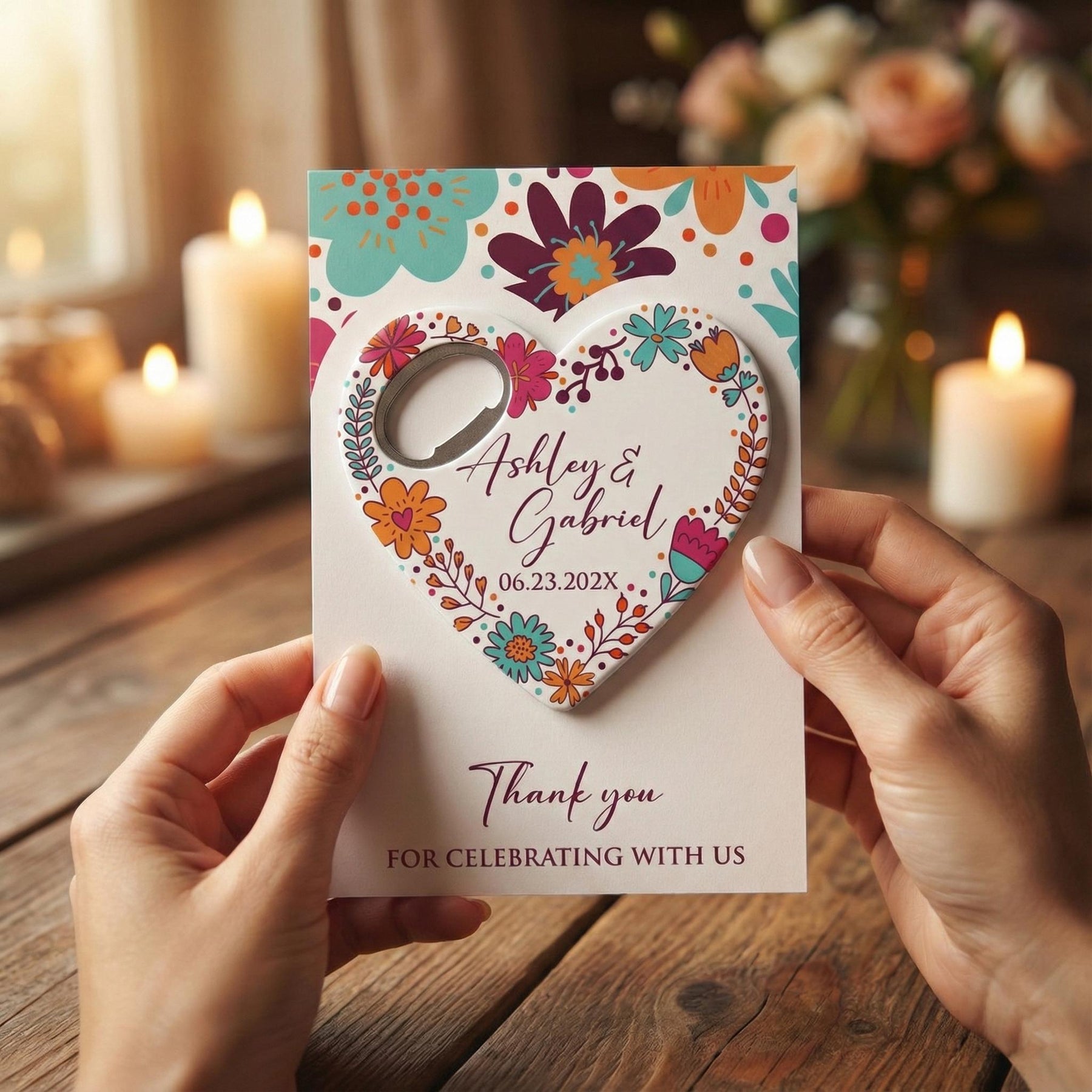 Sugar Skull Heart Bottle Opener Wedding Favors