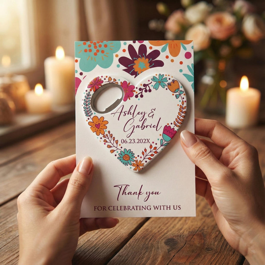 Sugar Skull Heart Bottle Opener Wedding Favors