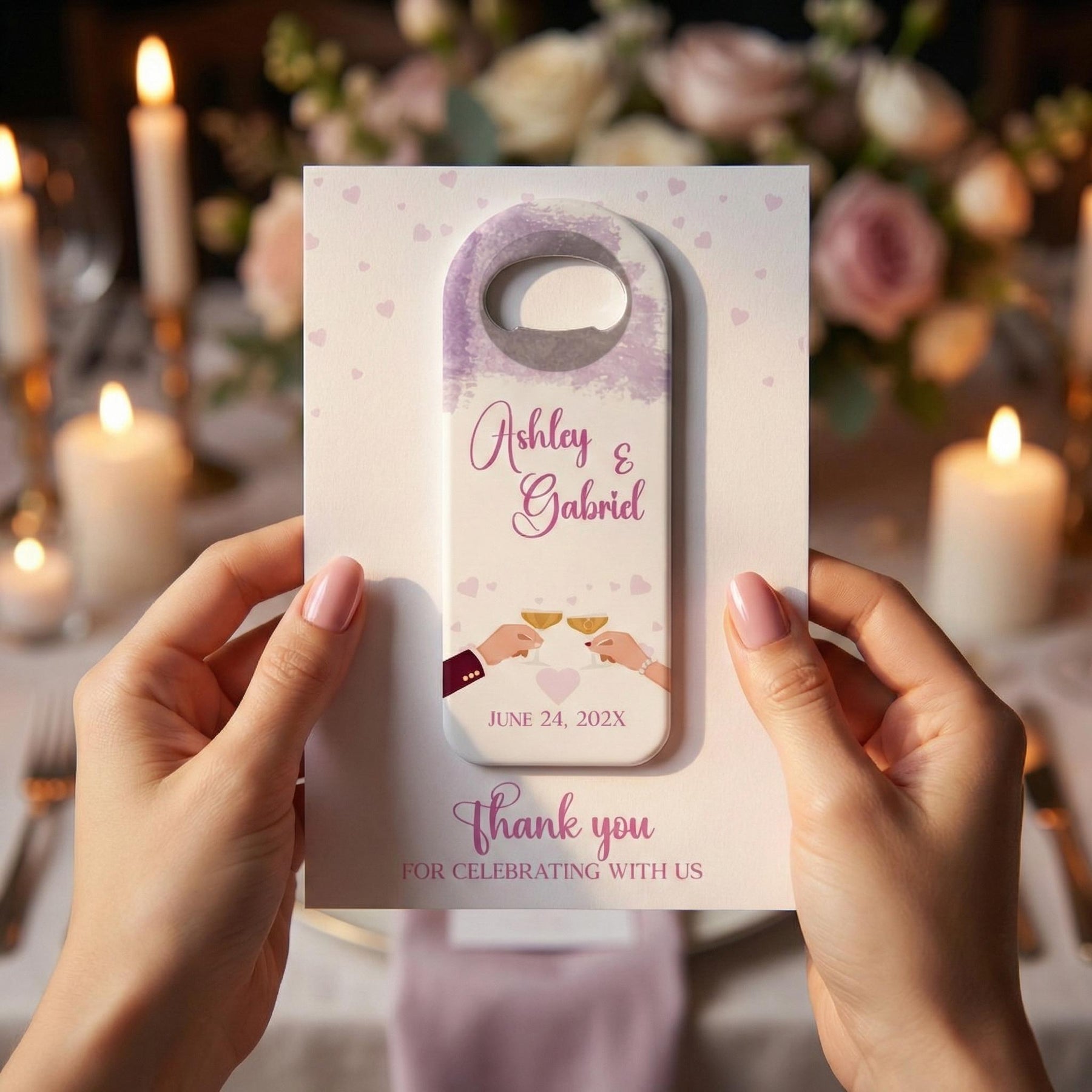 Lavender Champagne Bottle Opener Wedding Favors