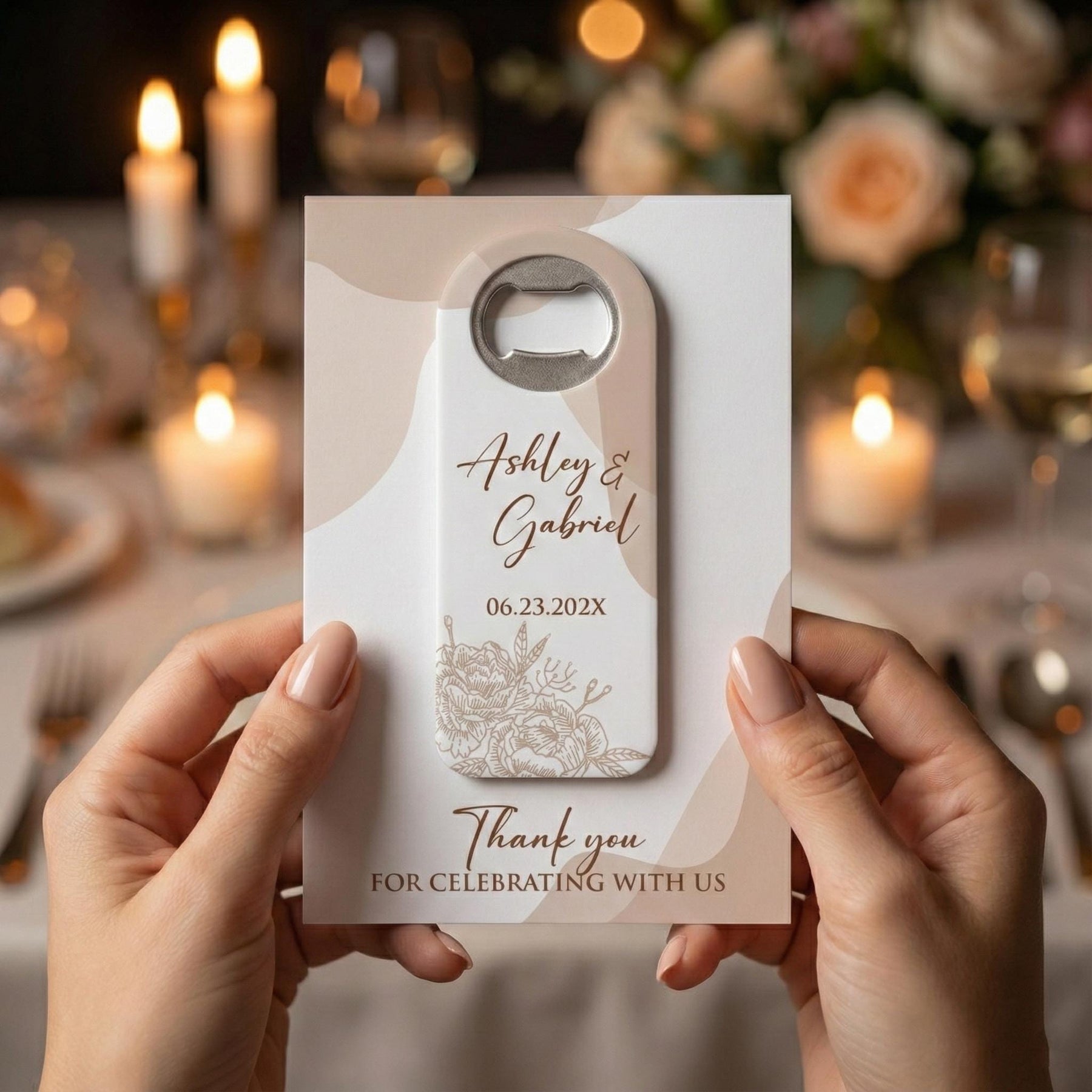 White Sunflower Bottle Opener Wedding Favors