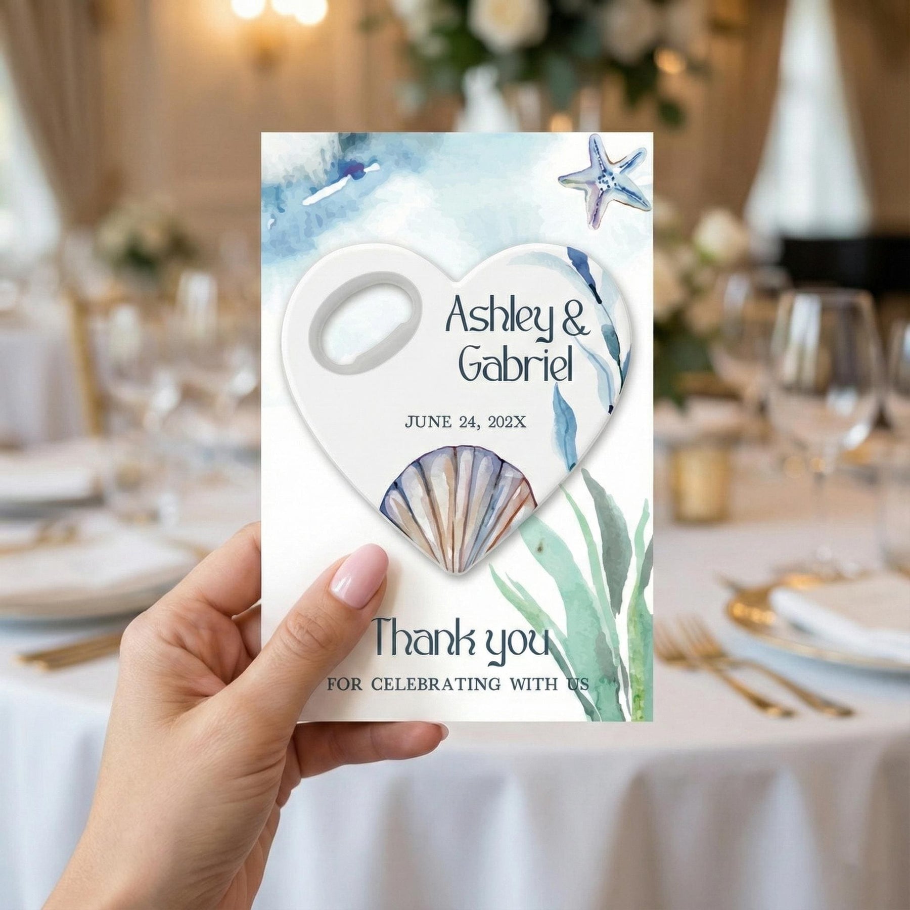 Seashell Heart Bottle Opener Wedding Favors