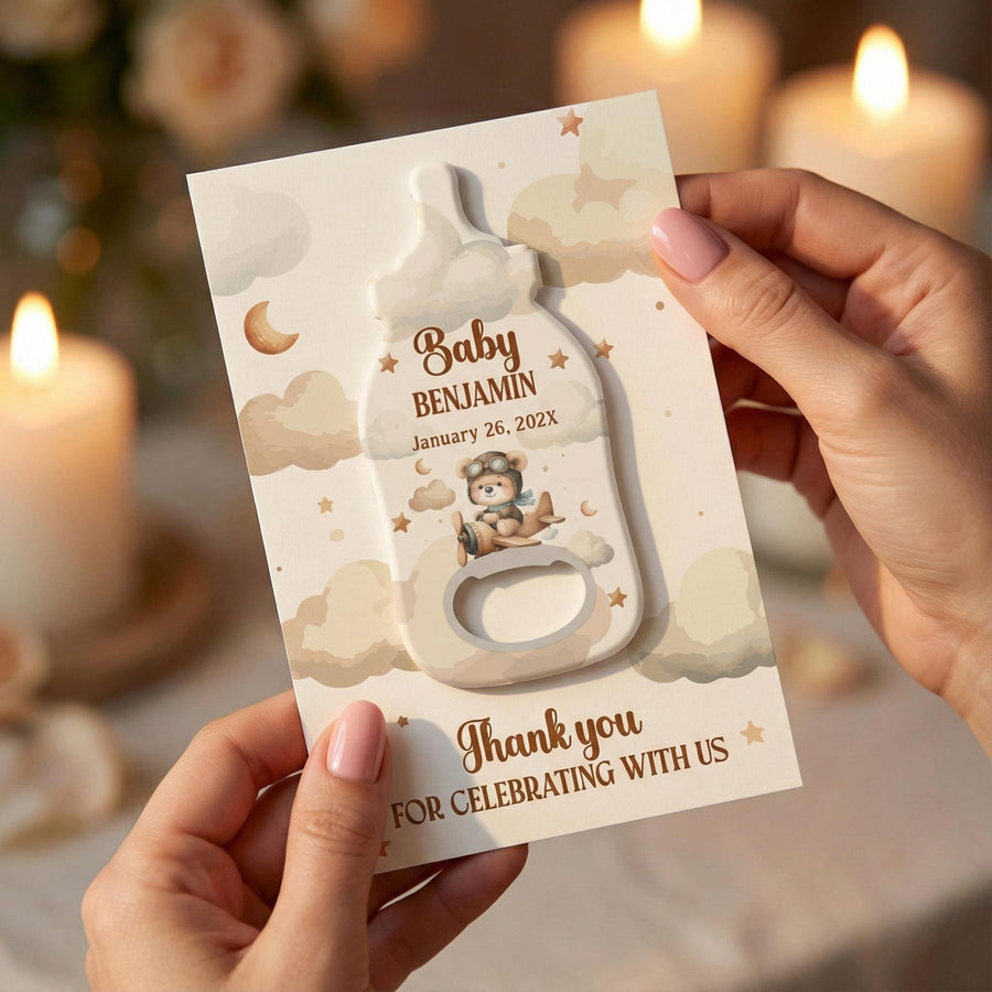 Woodland Teddy Bear Baby Shower Bottle Opener Favors