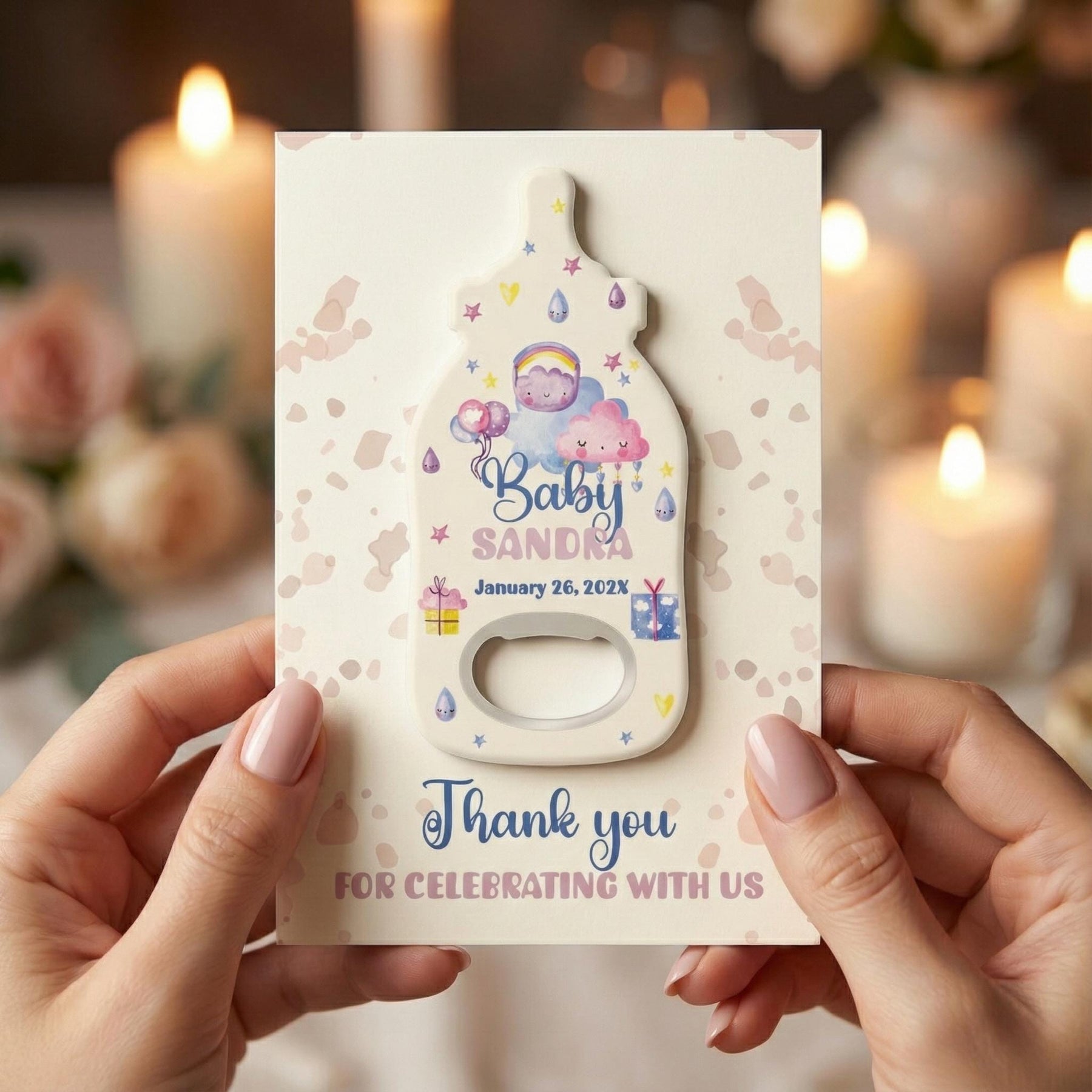 Watercolor Teddy Bear Baby Shower Bottle Opener Favors