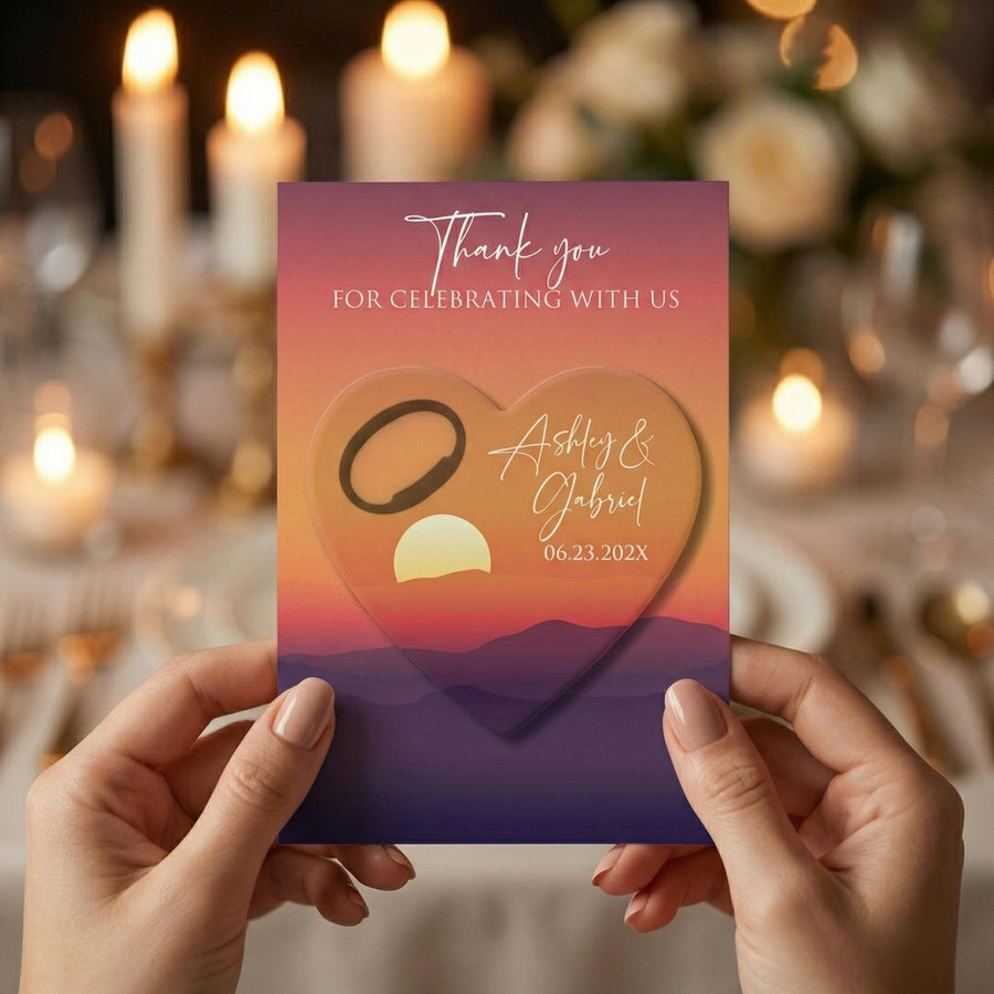 Sunset Mountain Heart Bottle Opener Wedding Favors