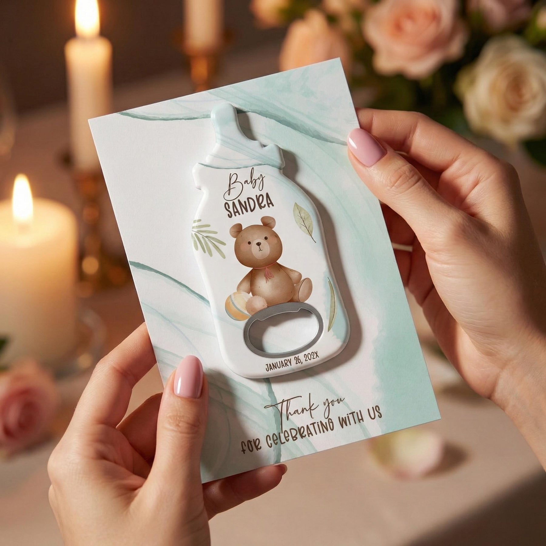 Teddy Bear Baby Shower Bottle Opener Favors