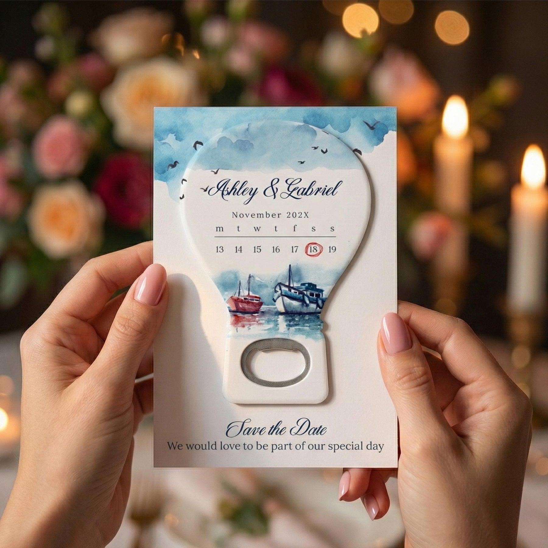 Sailboat Save the Date Bottle Opener Magnets