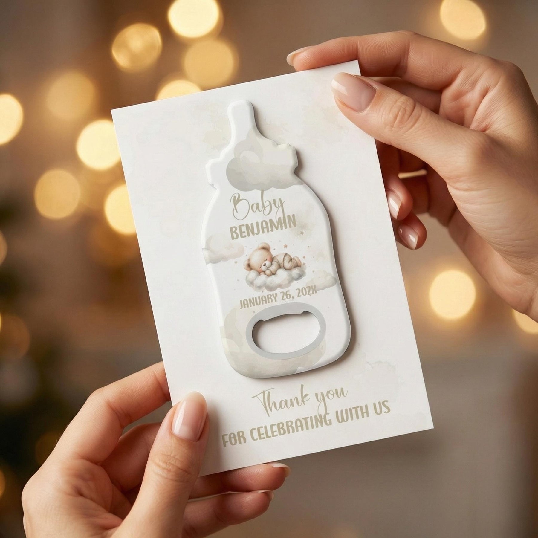 Cloud Teddy Bear Baby Shower Bottle Opener Favors