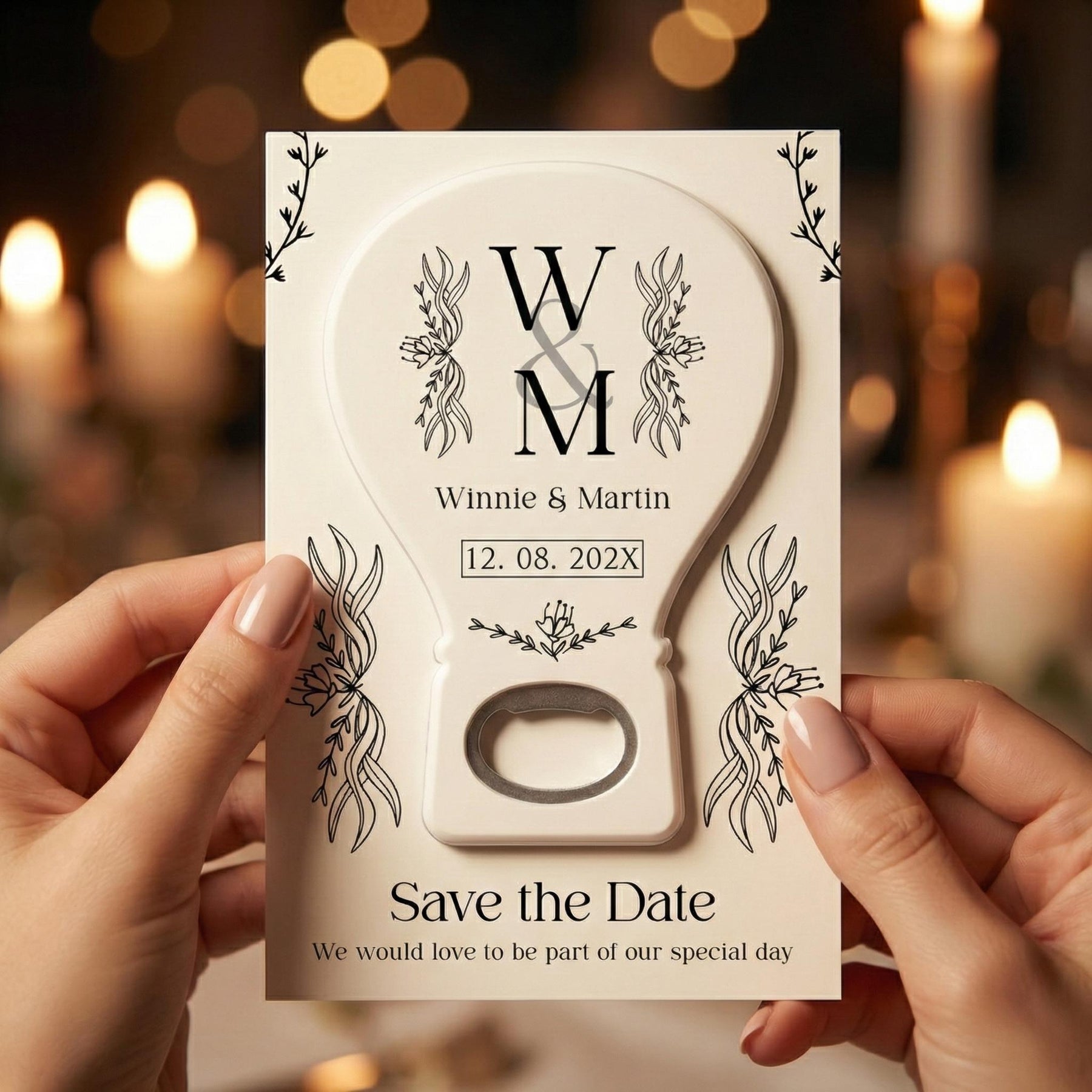 Botanical Hot Air Balloon Save the Date Bottle Opener Magnets