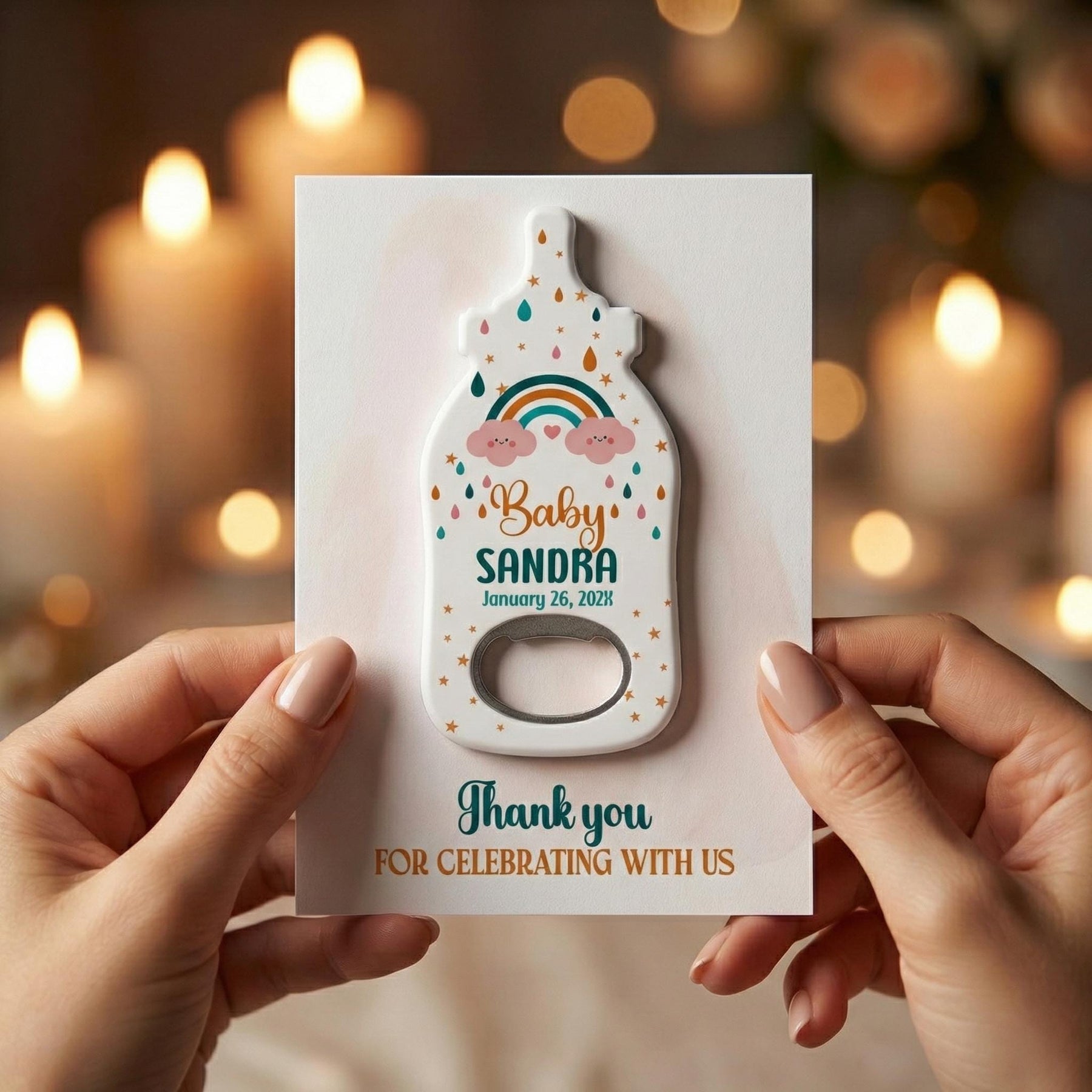 Boho Rainbow Baby Shower Bottle Opener Favors