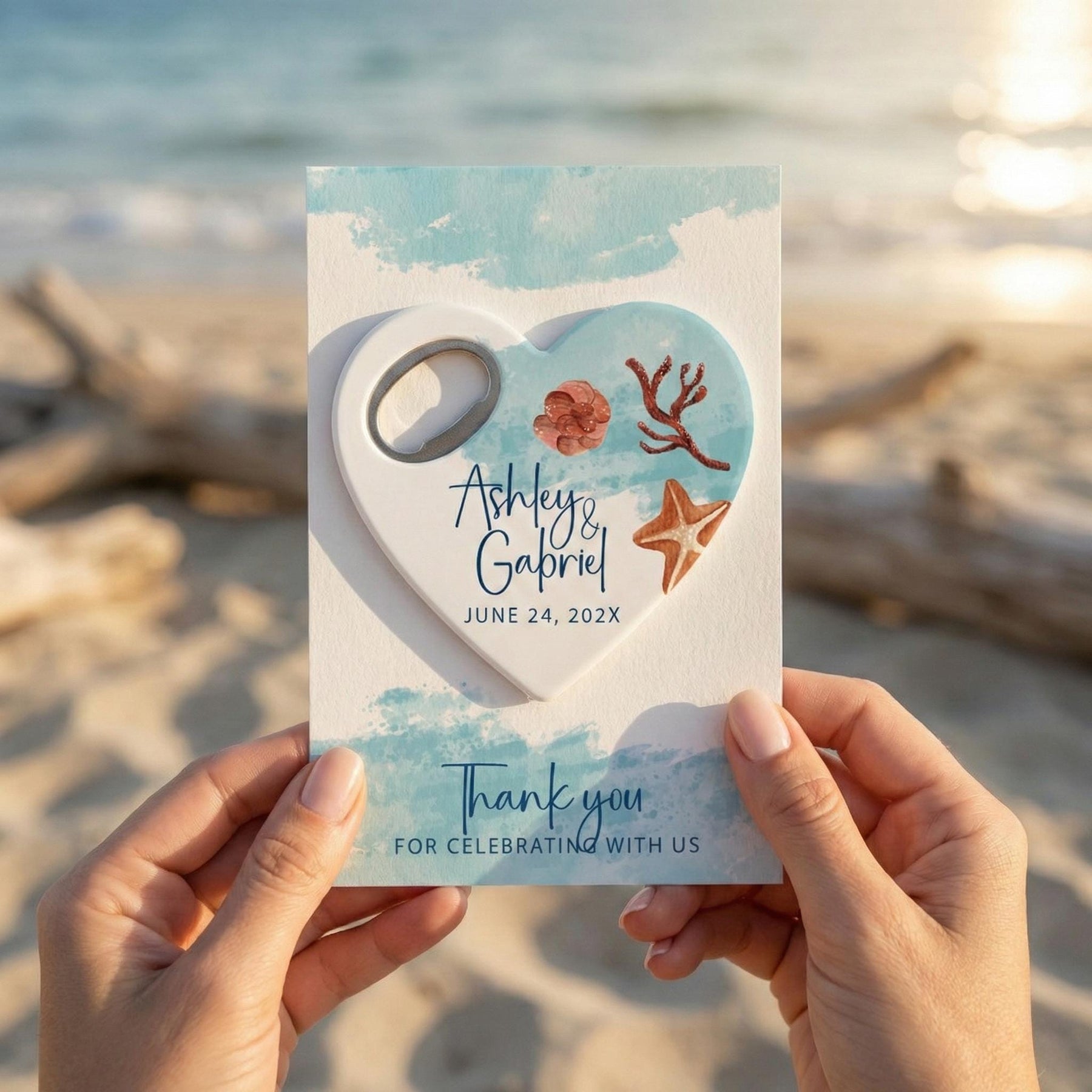 Starfish and Coral Bottle Opener Wedding Favors