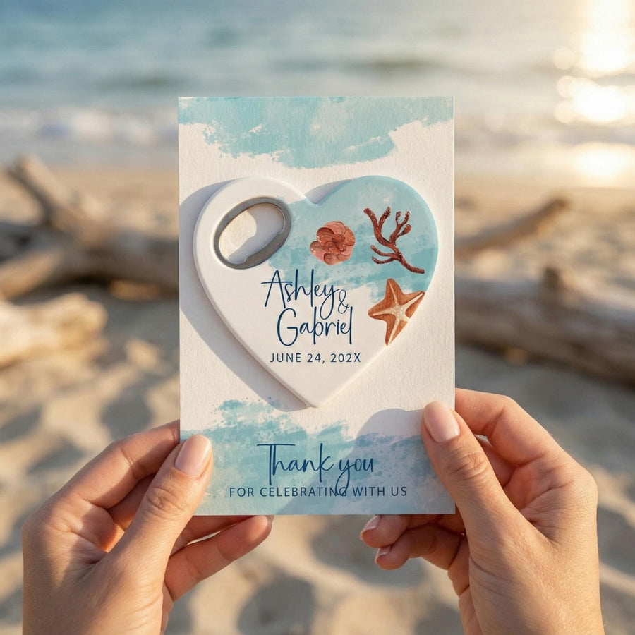 Starfish and Coral Bottle Opener Wedding Favors