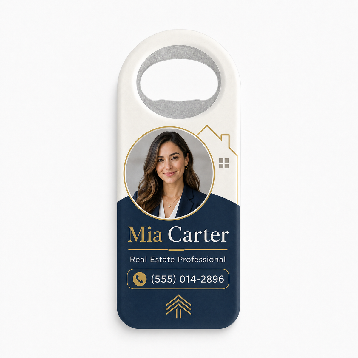 Custom Real Estate Agent Headshot Bottle Opener Magnets – main product view