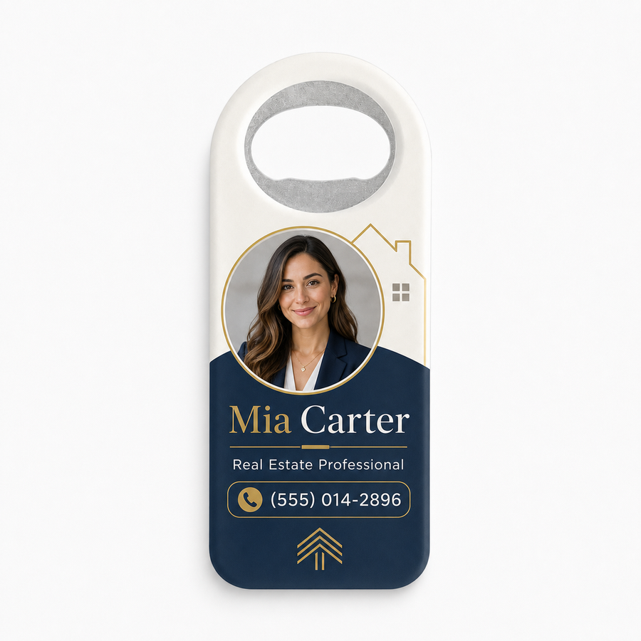 Custom Real Estate Agent Headshot Bottle Opener Magnets – main product view