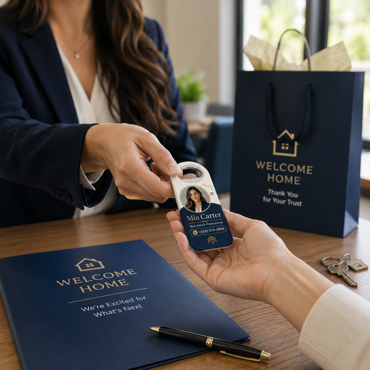 Custom Real Estate Agent Headshot Bottle Opener Magnets – promotional use scene