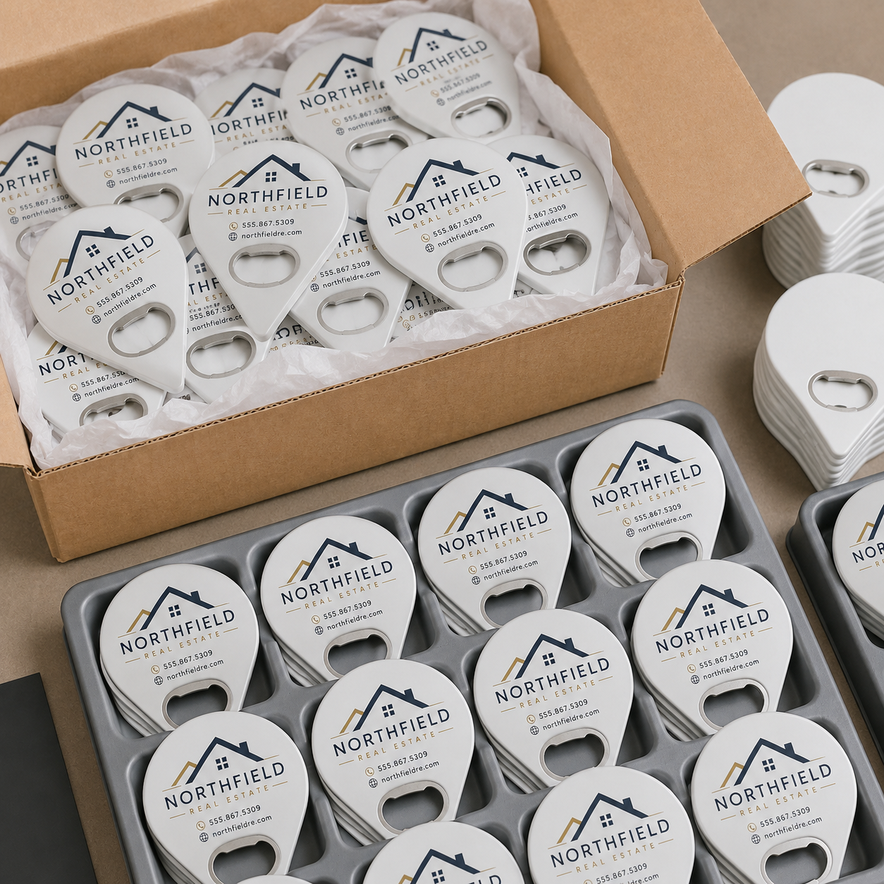 Custom Brokerage Logo Bottle Opener Magnets – bulk order presentation