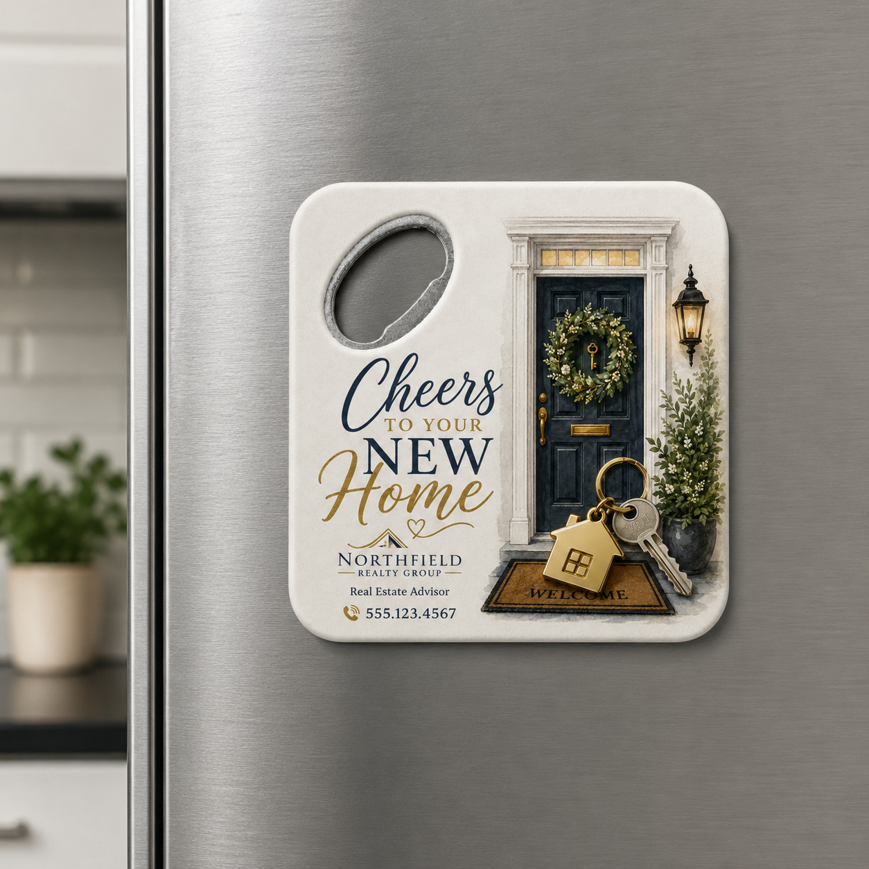 Cheers to Your New Home Bottle Opener Magnets – magnetic use on a metal surface