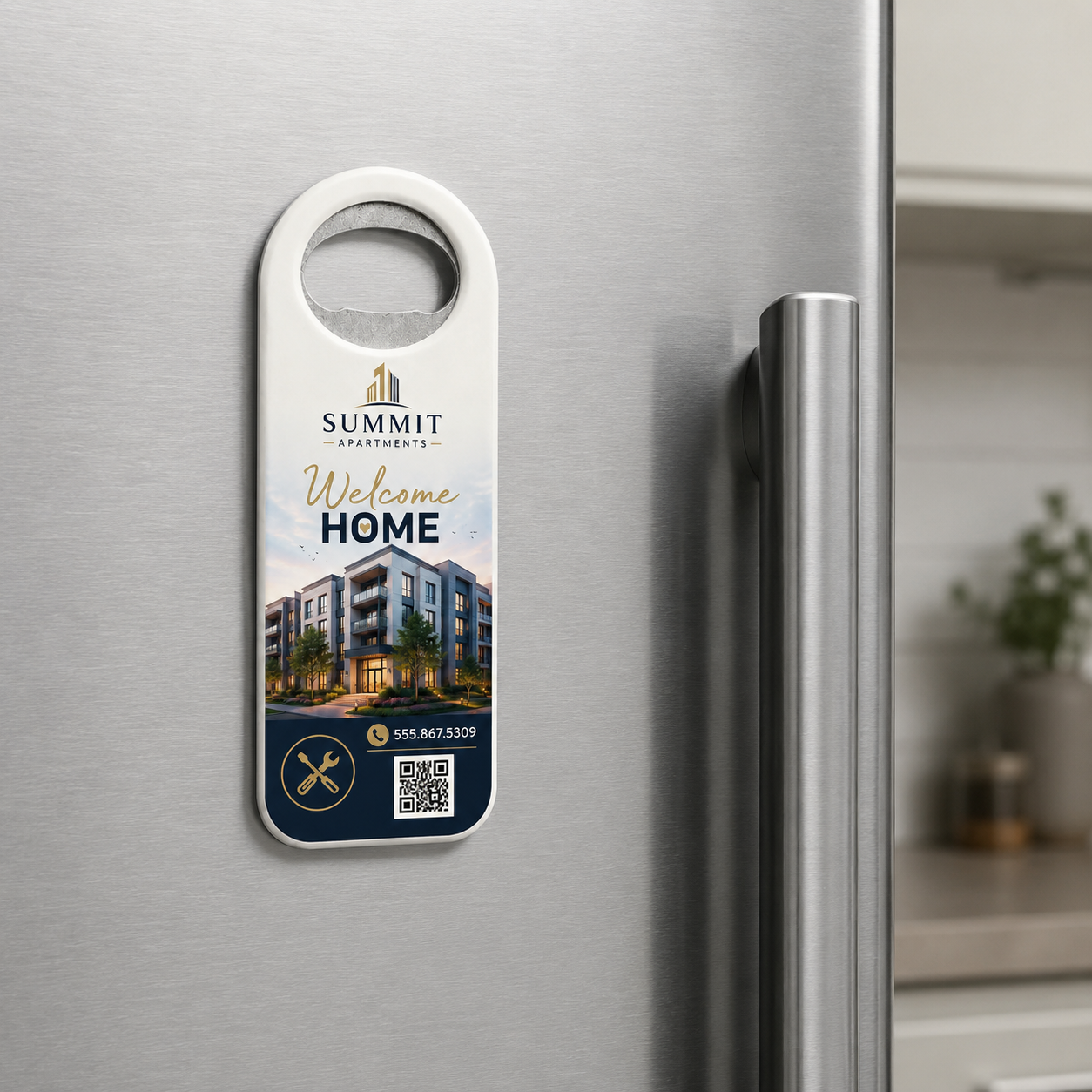 Apartment Move-In Bottle Opener Magnets – magnetic use on a metal surface