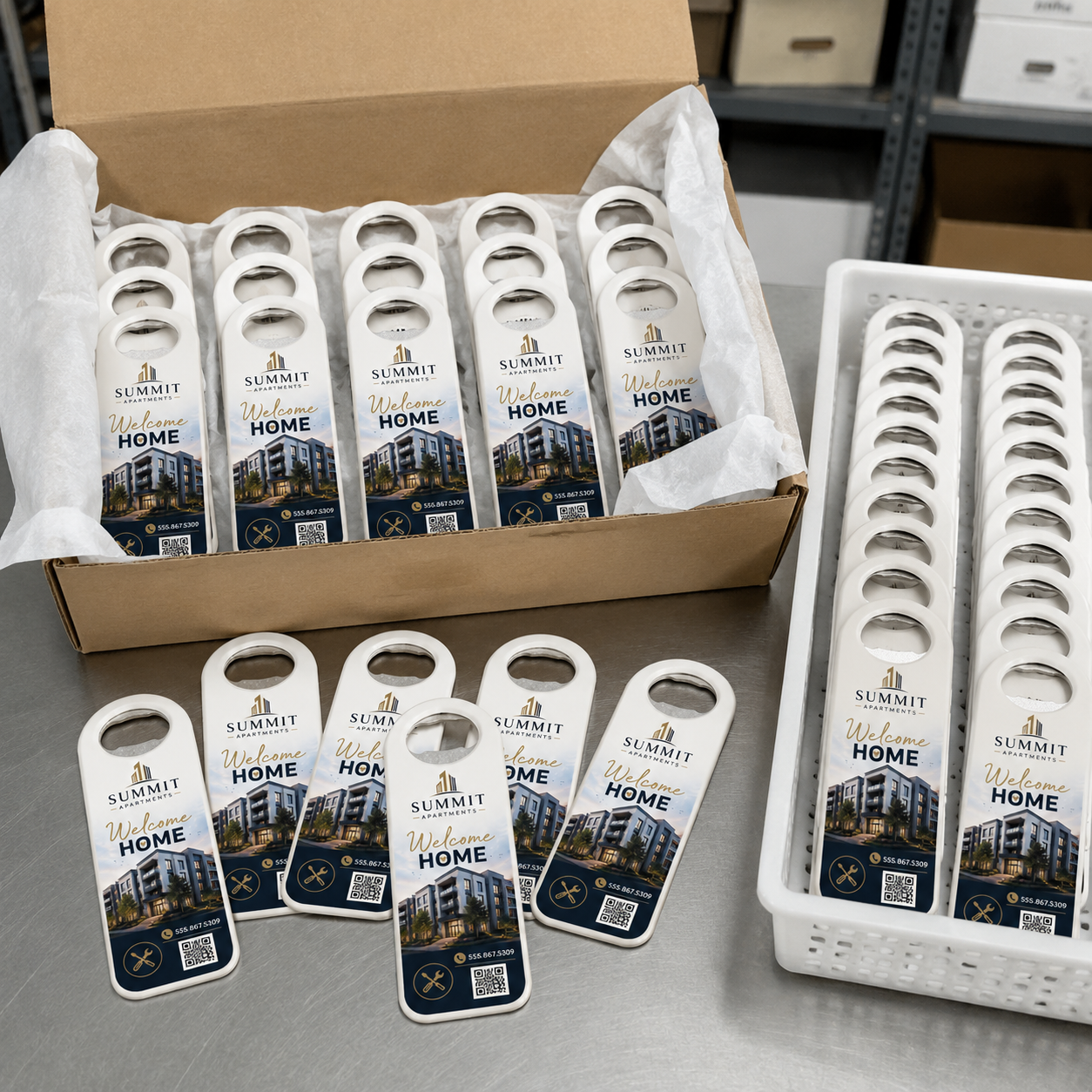 Apartment Move-In Bottle Opener Magnets – bulk order presentation